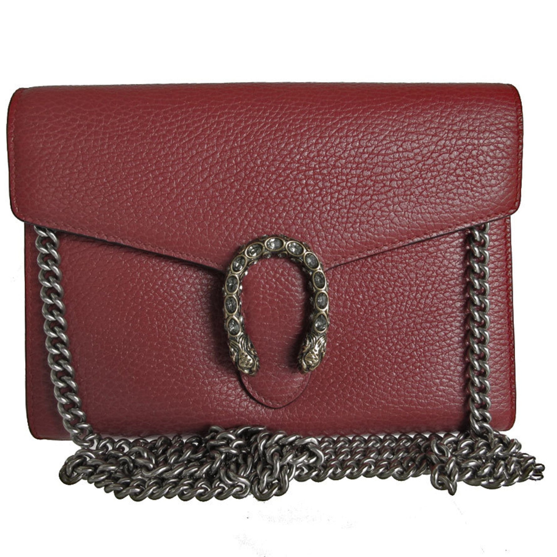 GUCCI Dionysus Shoulder Bag Leather Metal Dark Red