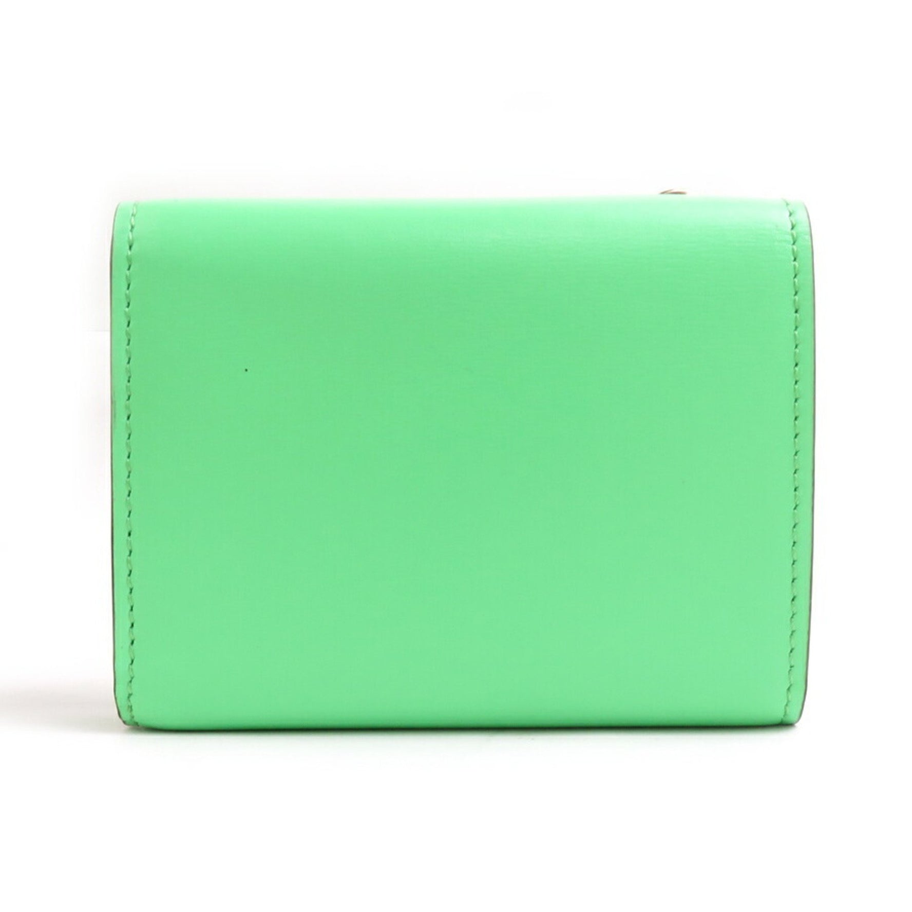Fendi Shoulder Wallet Leather Light Green Gold
