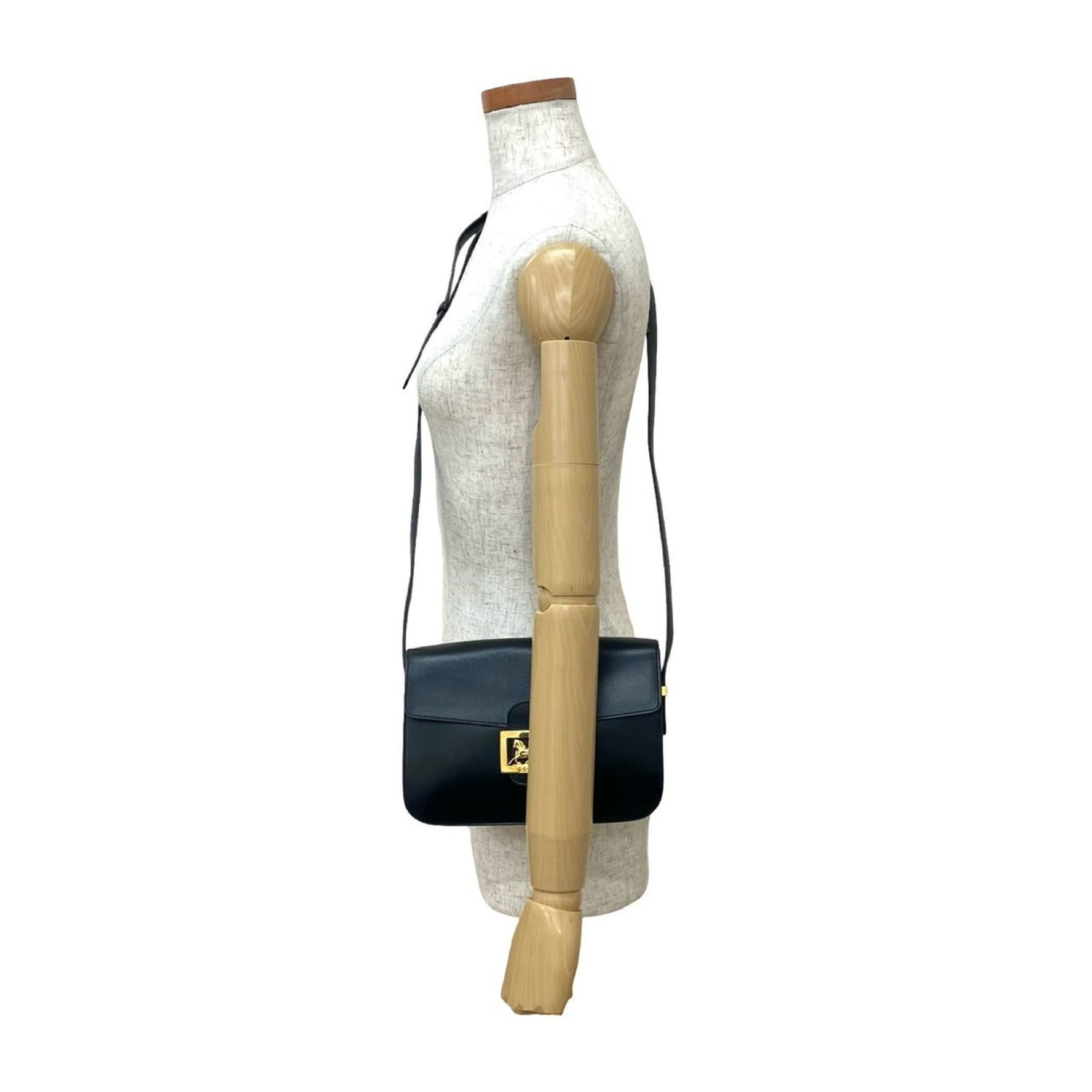 CELINE Carriage Hardware Logo Calf Leather Shoulder Bag Pochette Sacoche
