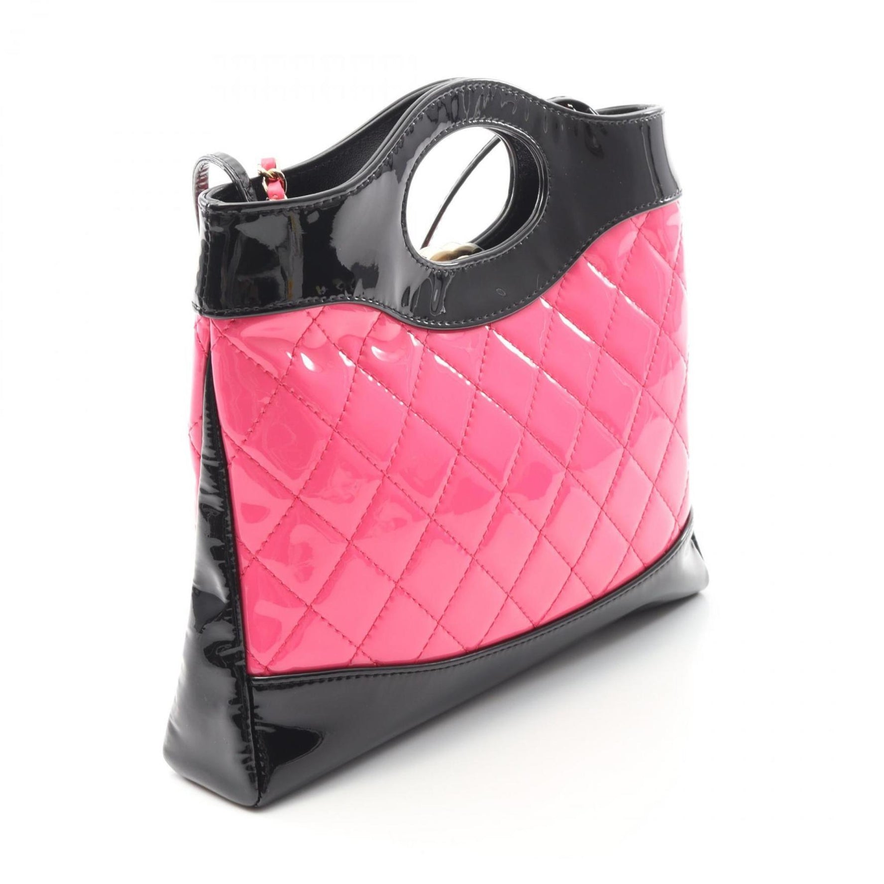 CHANEL 31 Shoulder Bag, Patent Leather, Pink and Black