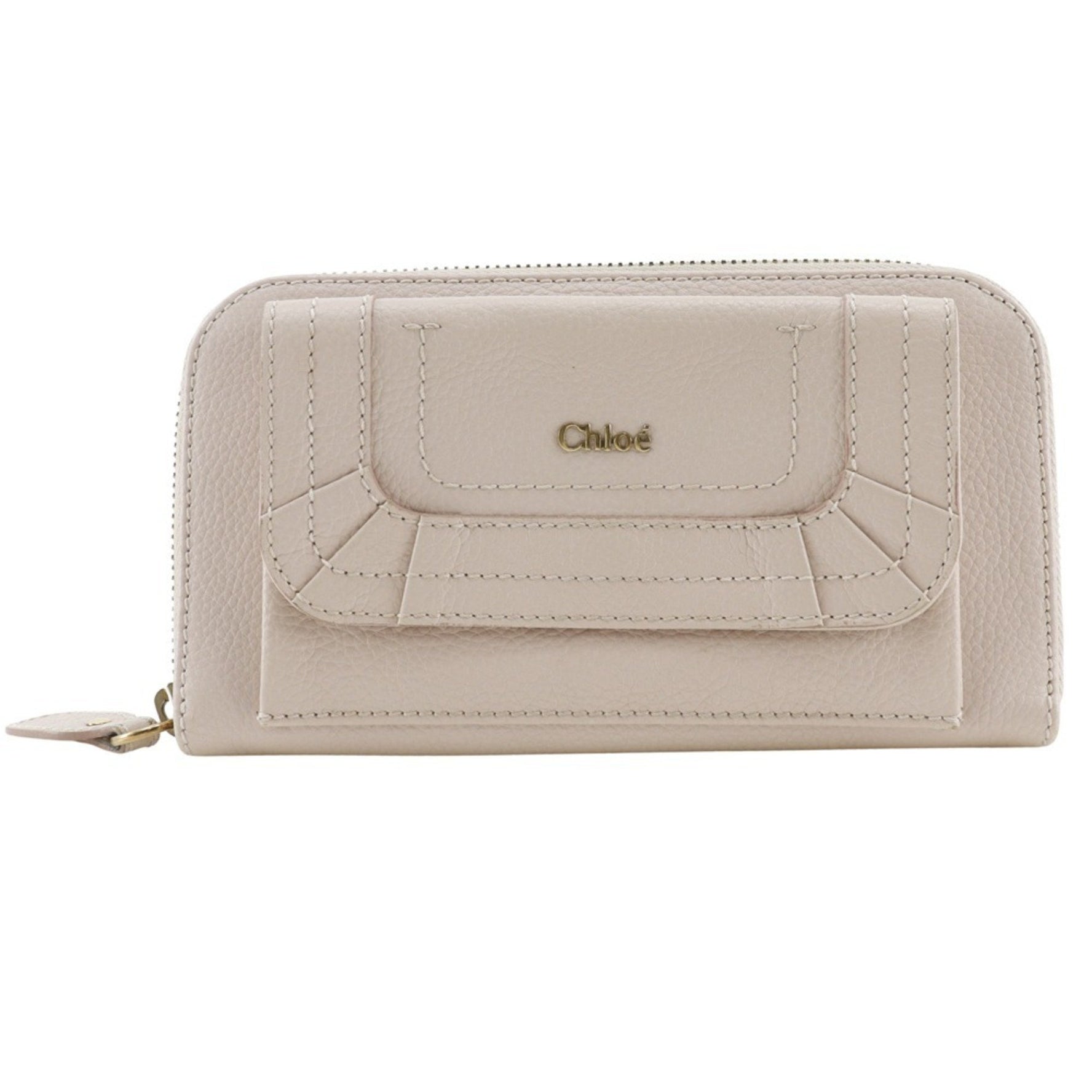 Chloé Chloe Paraty Round Long Wallet Leather Nude