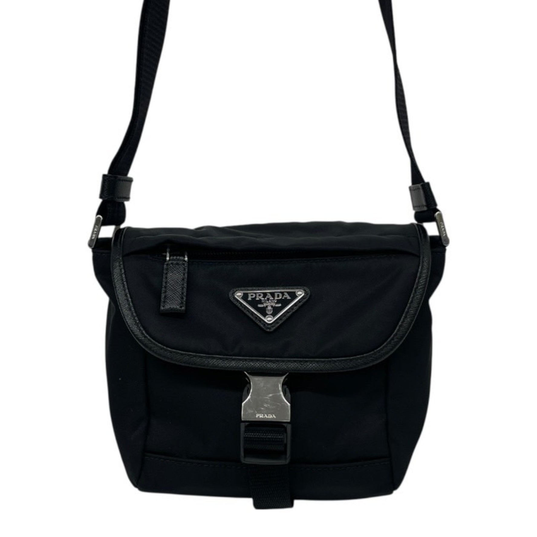 PRADA Crossbody Shoulder Bag, Nylon, Men's, Re-Nylon, Saffiano Leather