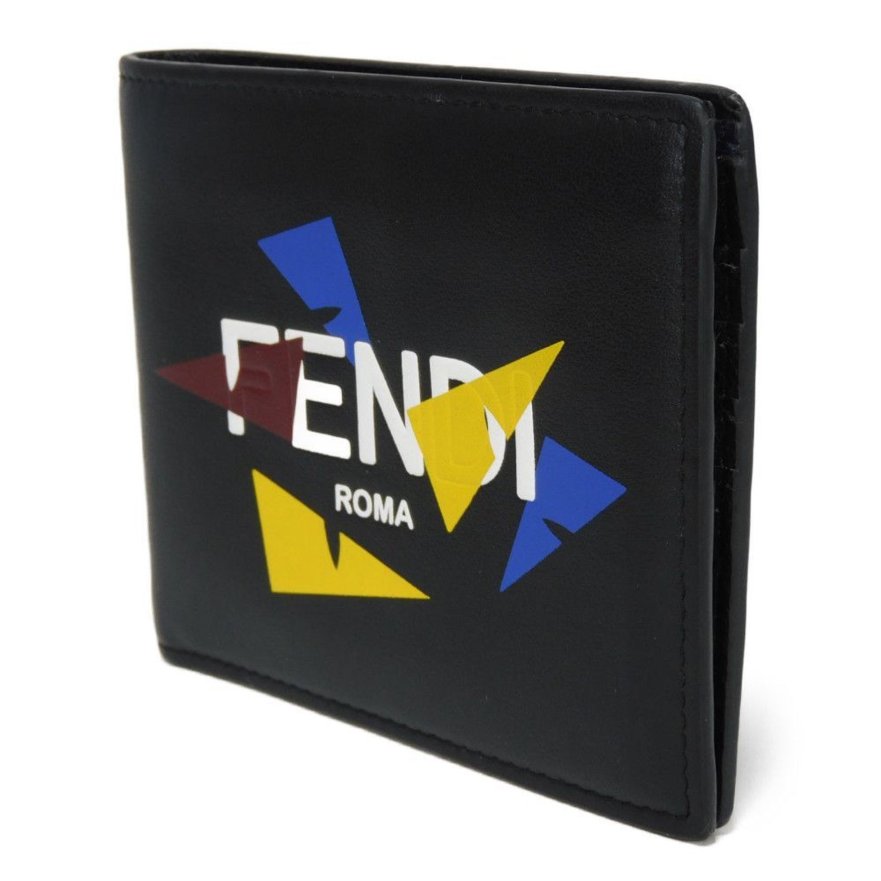 FENDI Bi-fold Wallet Bag Bugs Bifold Eye Motif Multicolor Billfold