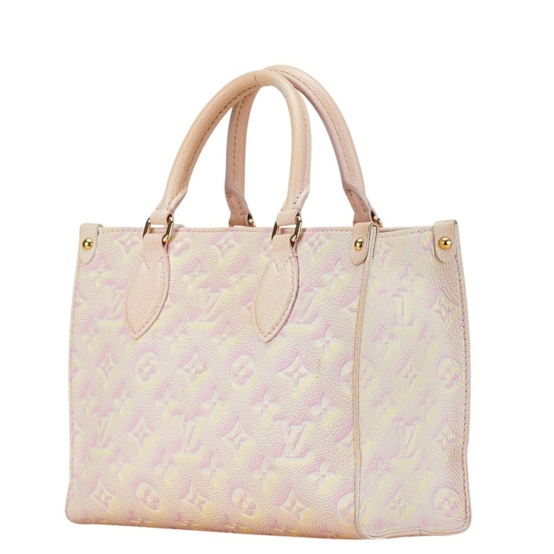 Louis Vuitton Monogram Empreinte On the Go PM Handbag Shoulder Bag Light Pink Yellow Leather