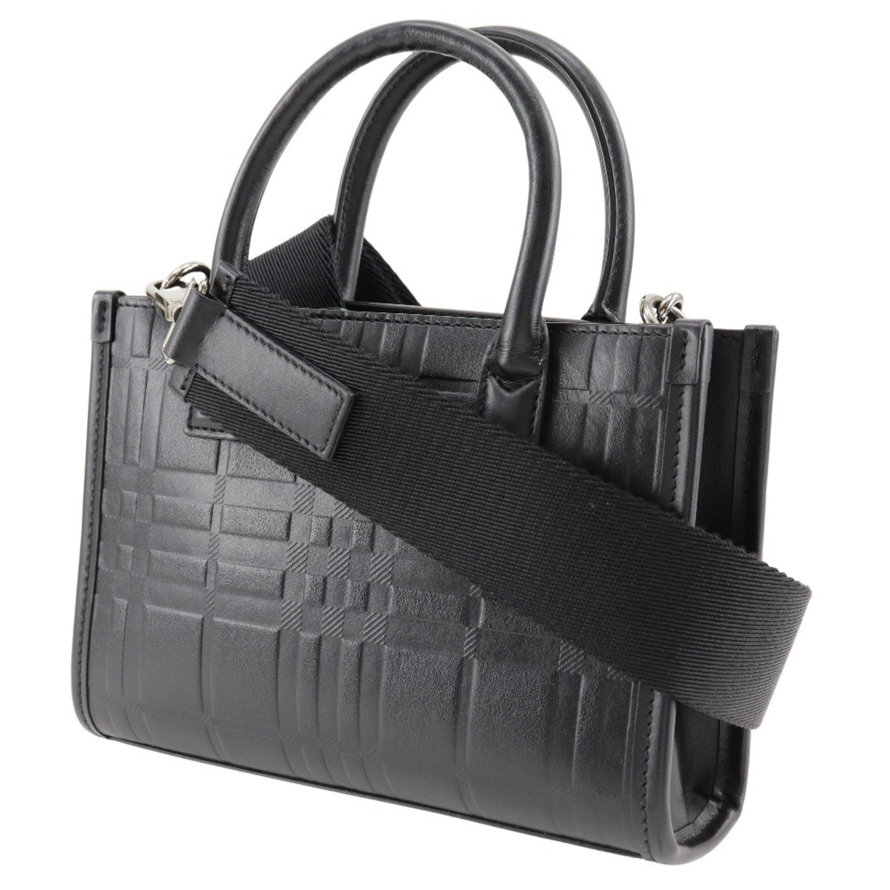 Burberry Embossed Check Handbag Shoulder Calf