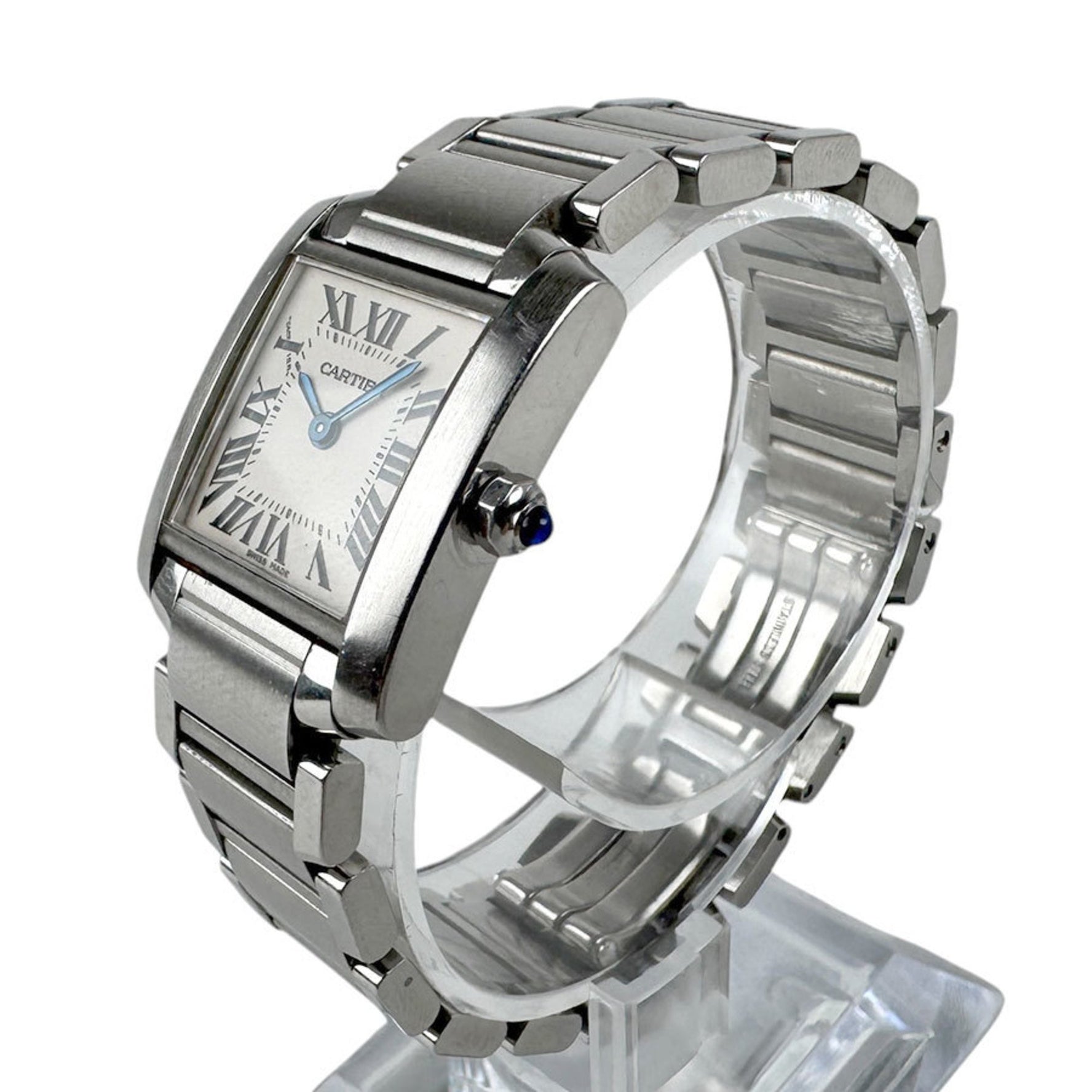 CARTIER Watch Tank Francaise SM Stainless Steel Silver x White Quartz