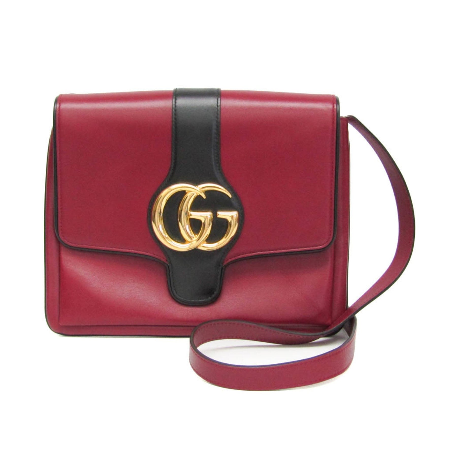 Gucci Arli Leather Shoulder Bag Black,Dark Red