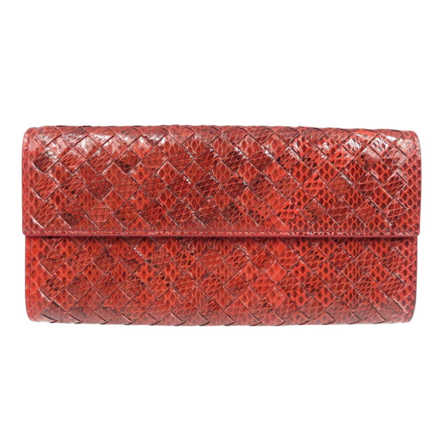 Bottega Veneta Intrecciato Leather Red Bi-fold Long Wallet VENETA