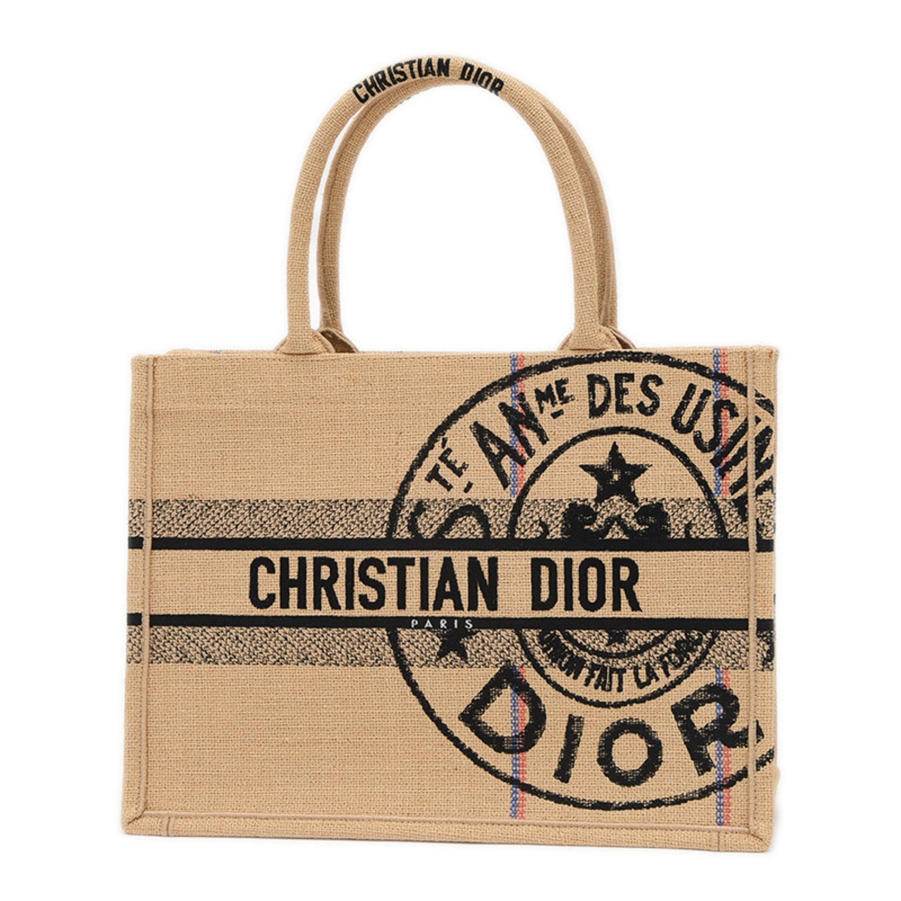 Christian Dior Dior Book Tote Medium Bag with Union Motif in Jute