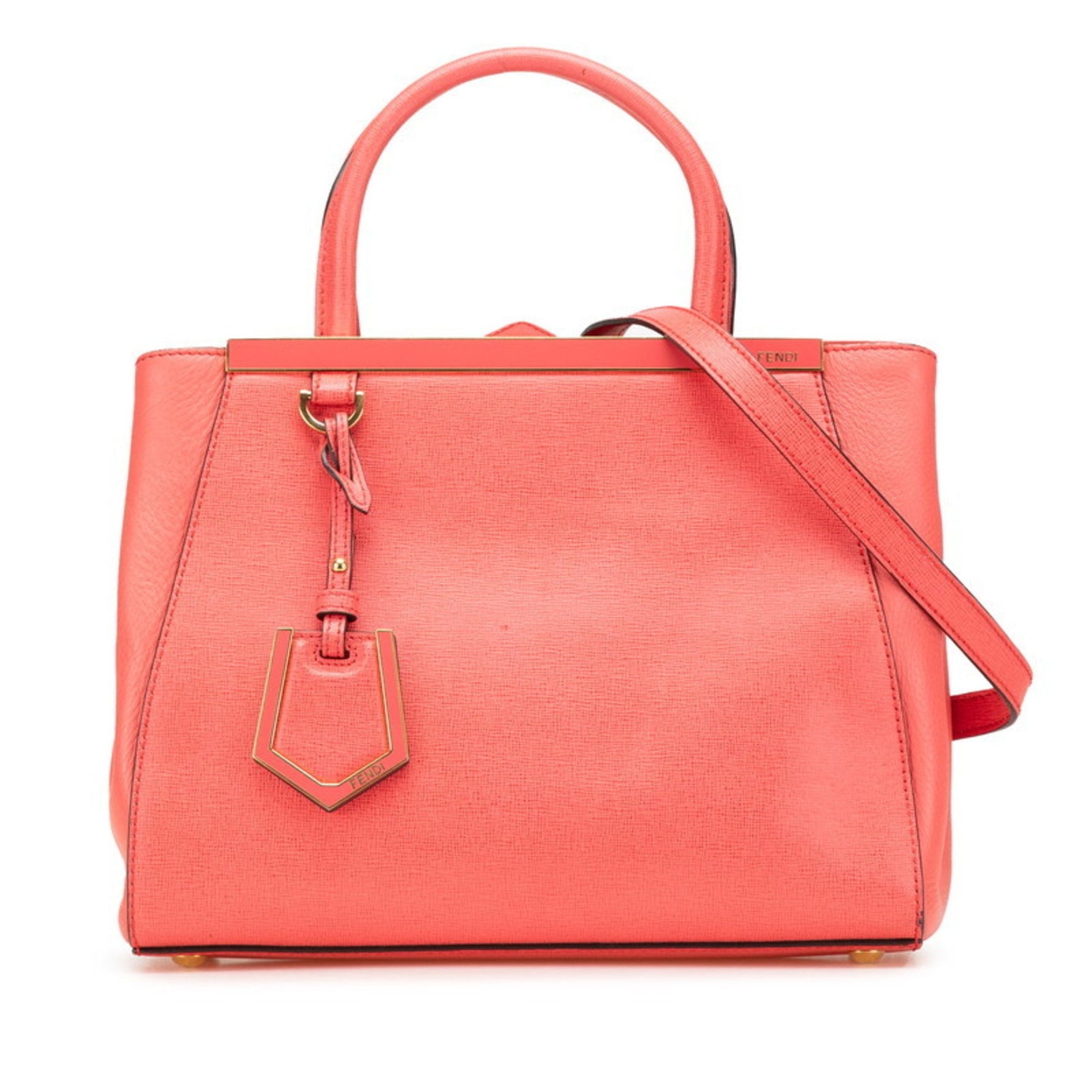 Fendi Petit Toujours Handbag/Shoulder Bag Orange Pink Leather