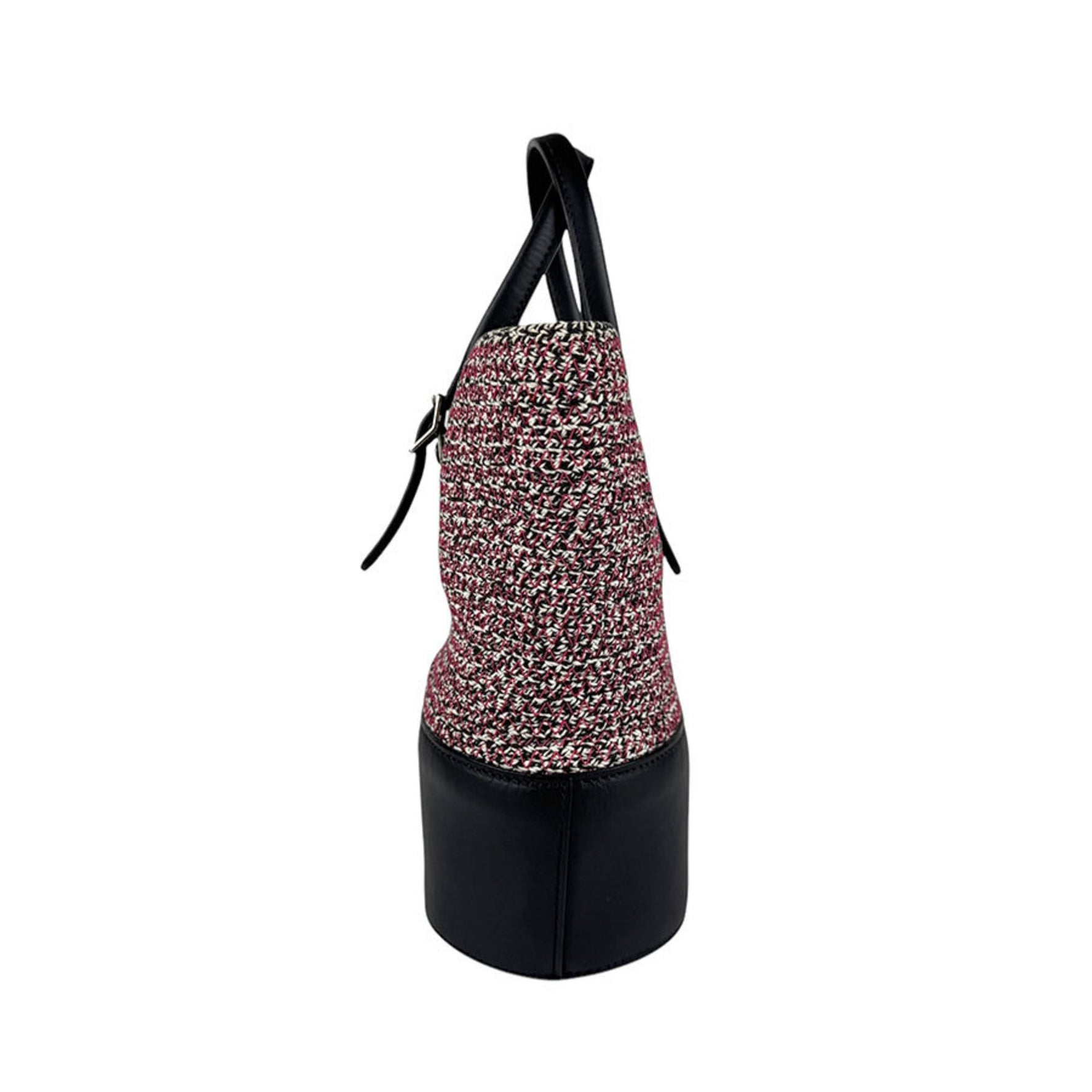BALENCIAGA Handbag Shoulder Bag Zigzag Cotton Leather Pink x Black White