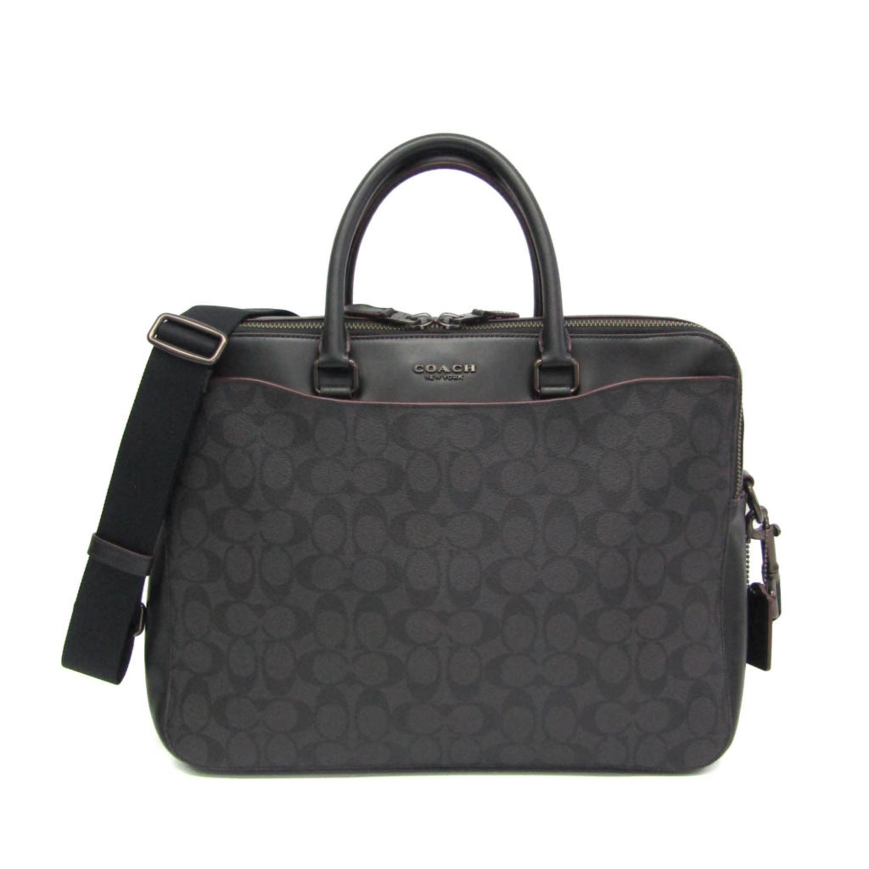 Coach Signature PVC,Leather Briefcase,Shoulder Bag Black,Gray