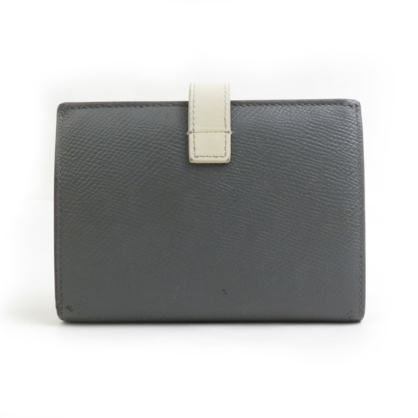 CELINE Bi-fold Wallet Medium Strap Leather Gray x Ivory