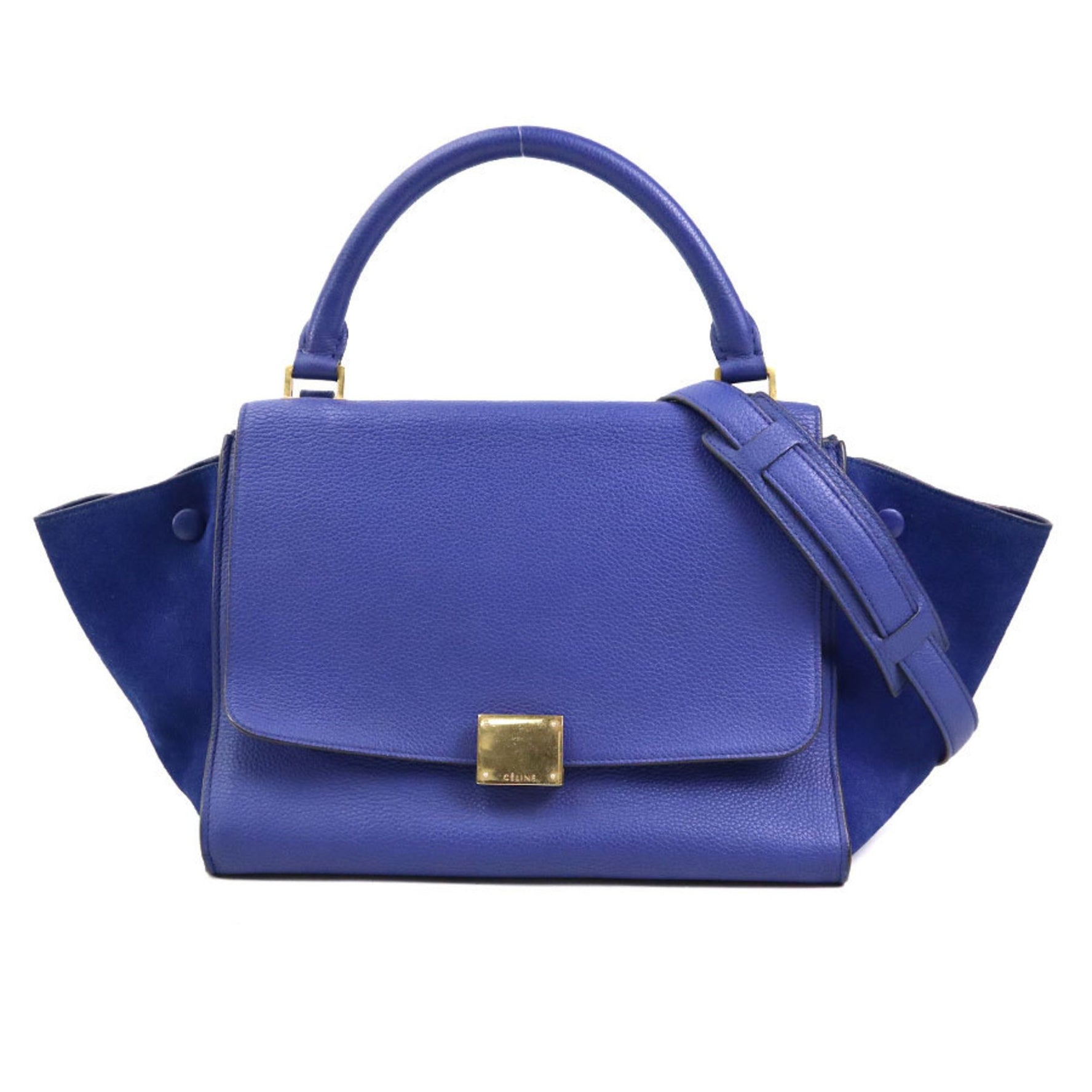 Celine Trapeze Shoulder Bag in Leather and Suede, Gold