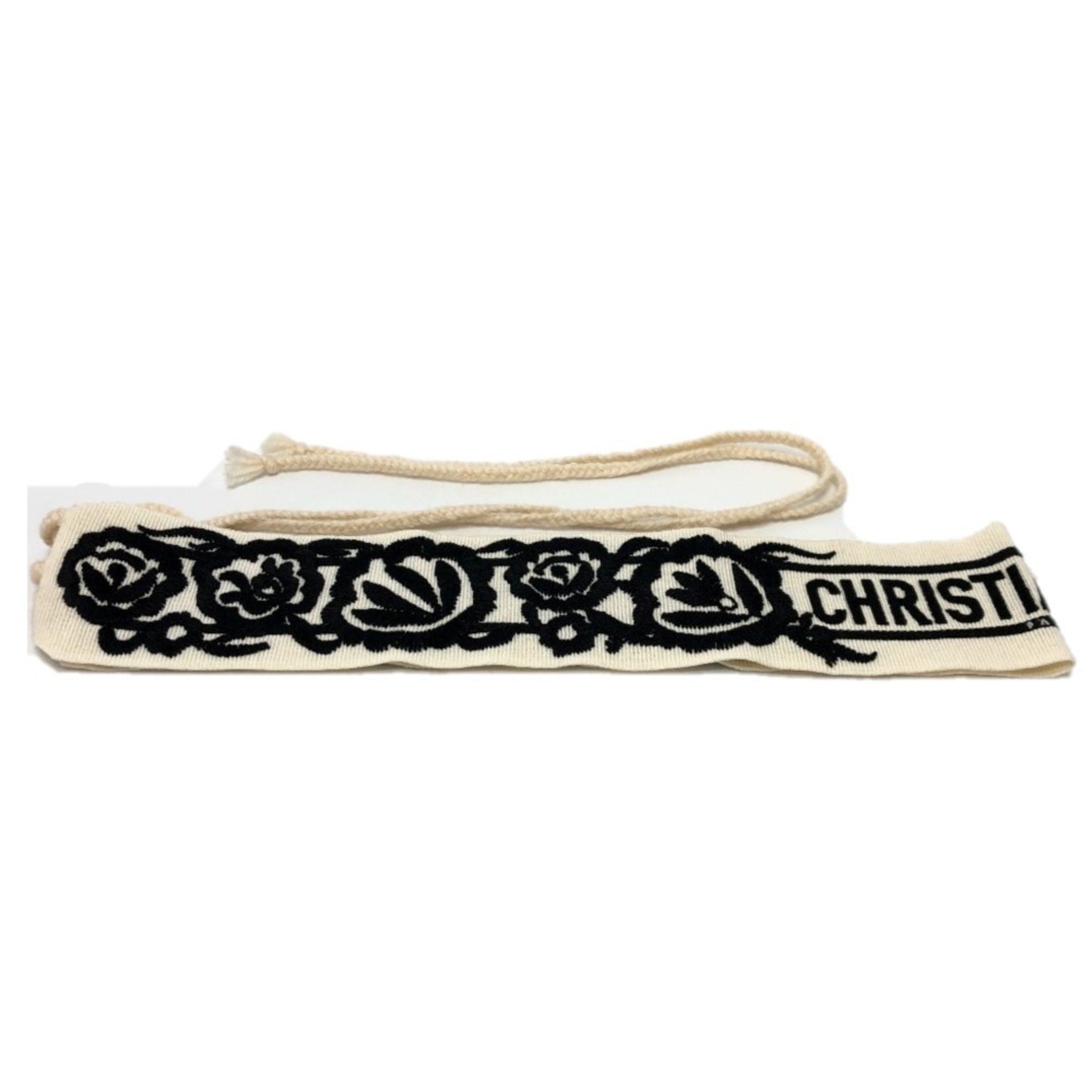 Christian Dior Dior Mexican Flower Belt, Embroidered Logo, Canvas, White
