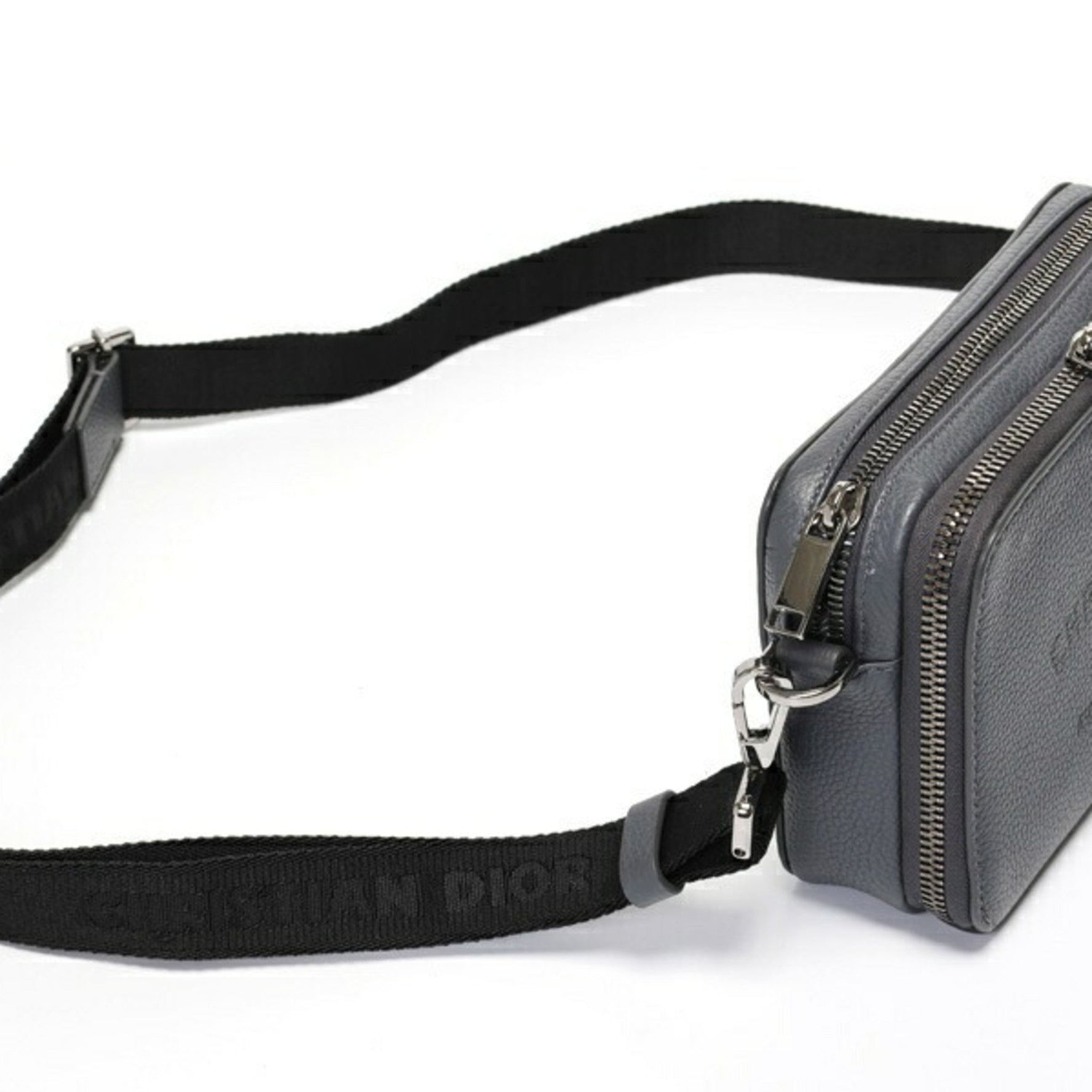 Christian Dior Dior DIOR Atelier Zip Pouch Bag with Strap Leather Blue