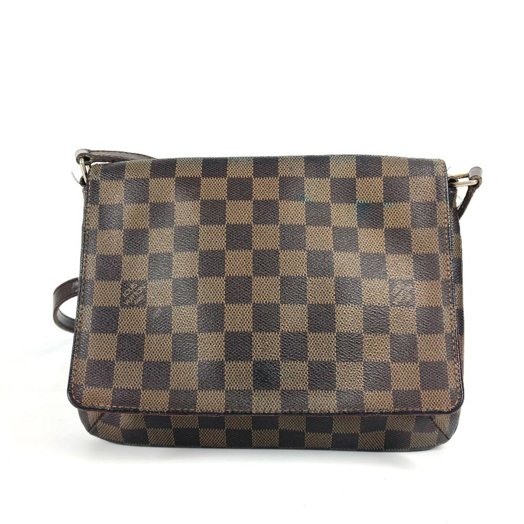 Louis Vuitton Damier Musette Tango Long Bag Crossbody Flap Pochette Shoulder Canvas Ebene Brown