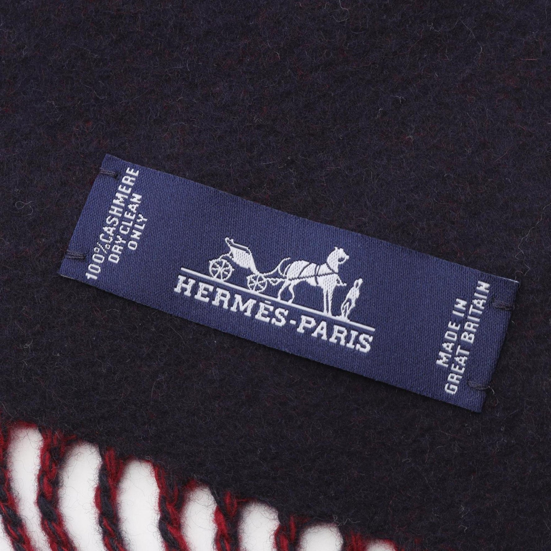 Hermes Hermès Kazak scarf, cashmere, men's and navy burgundy