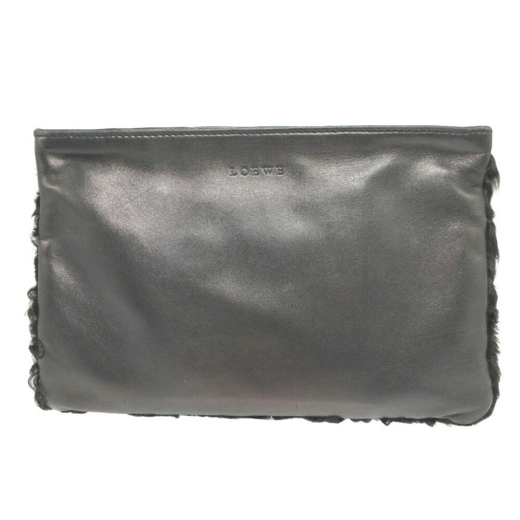 LOEWE Lamb Fur Nappa Leather Zip Pouch
