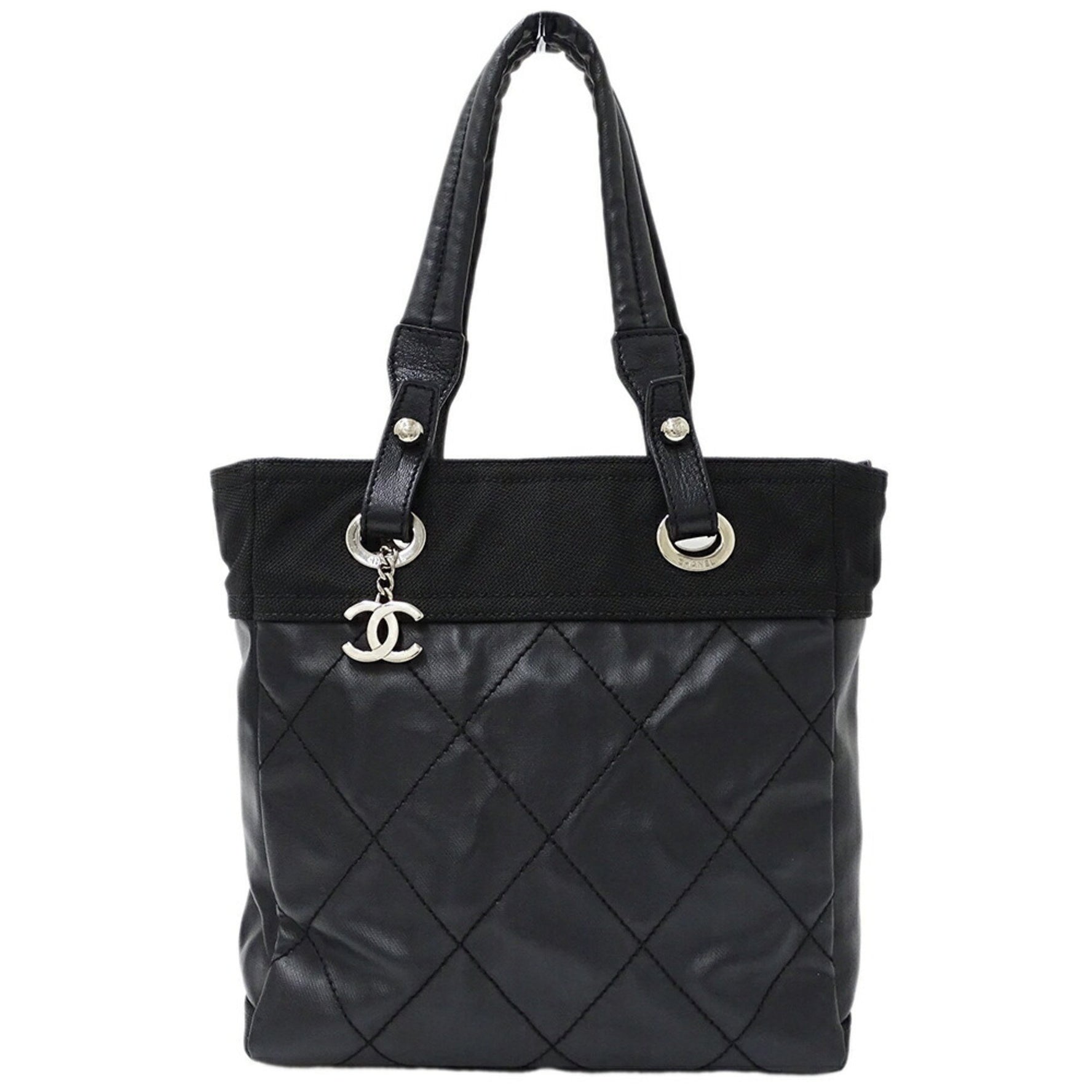 CHANEL Paris Biarritz Tote Bag Handbag Coated Canvas