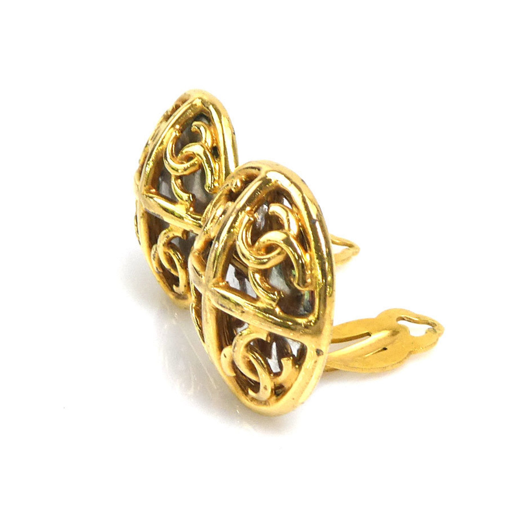 CHANEL Coco Mark Metal Earrings Gold/Silver