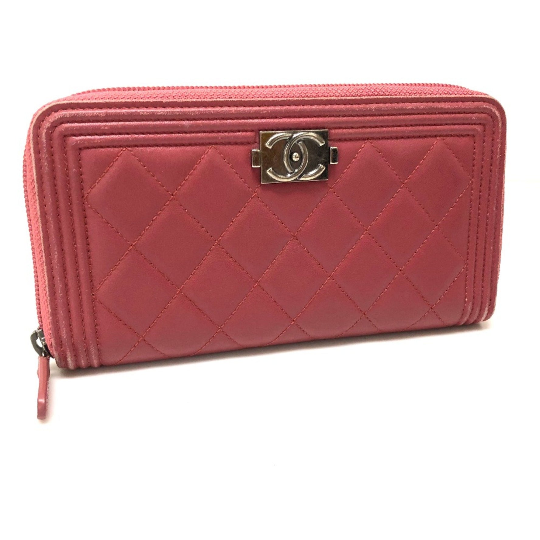 Chanel Boy Zip Around Long Wallet Long Wallet Rose