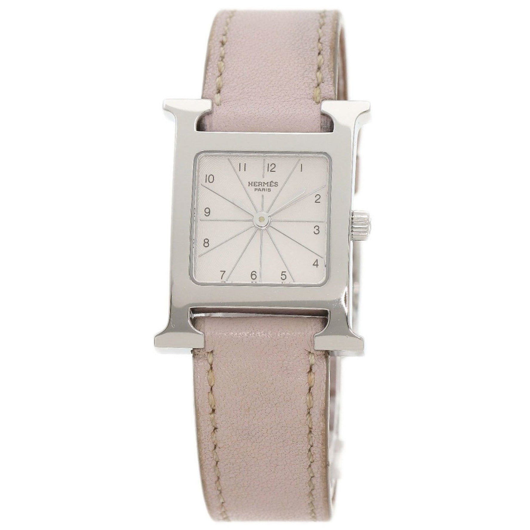 Hermes H Watch Stainless Steel Leather Ladies