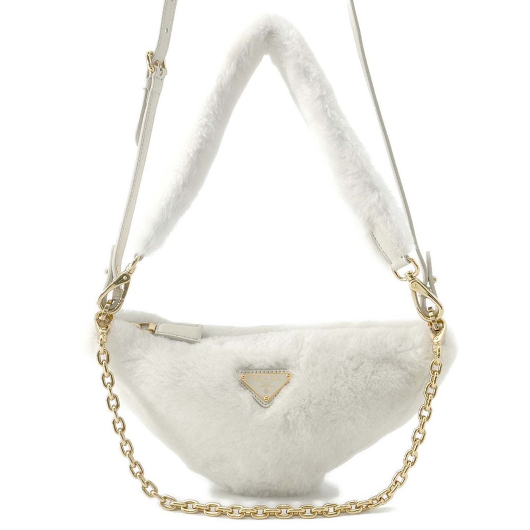 Prada Handbag Triangle Fur Shoulder Bag