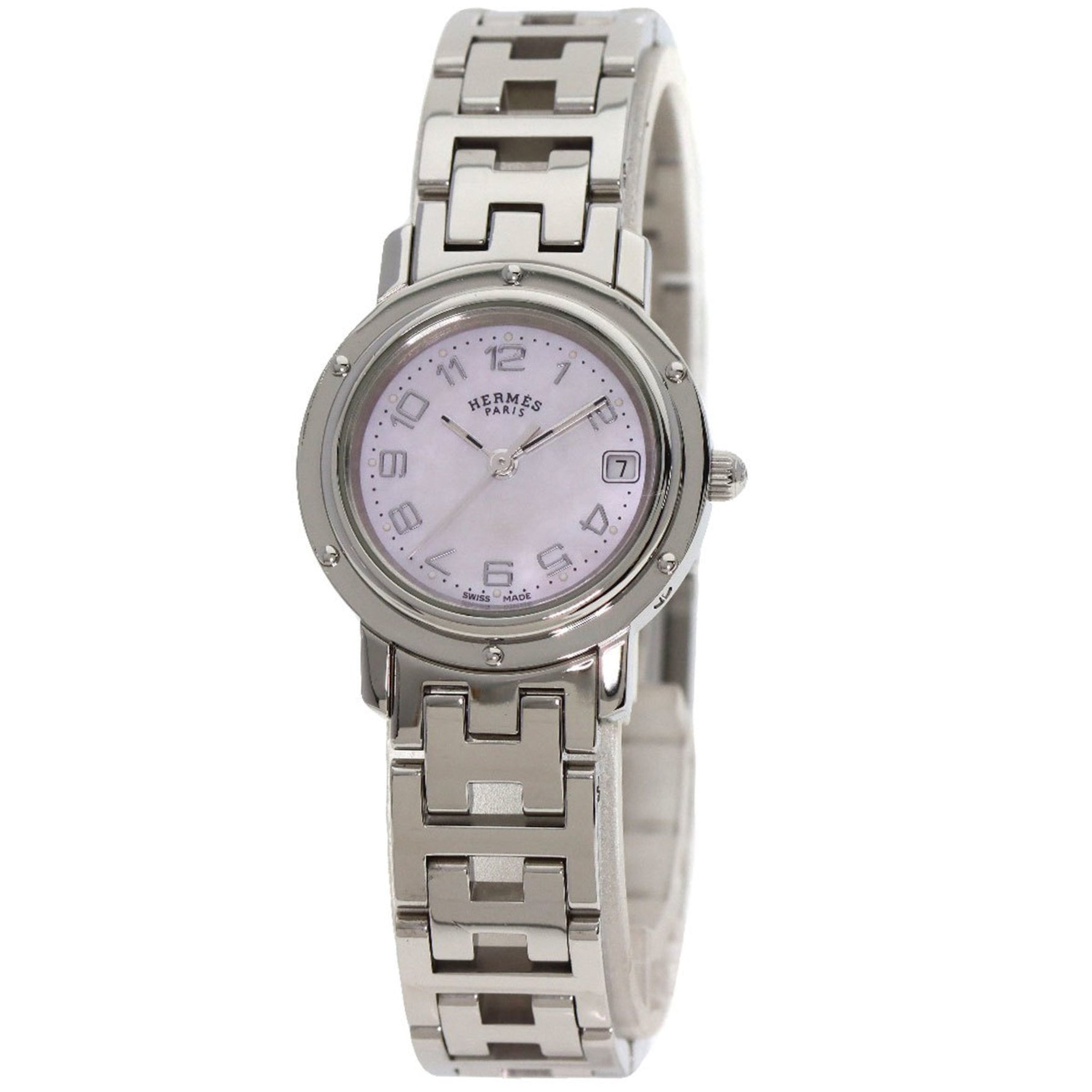 Hermes Clipper Nacle New Buckle Watch Stainless Steel SS Ladies
