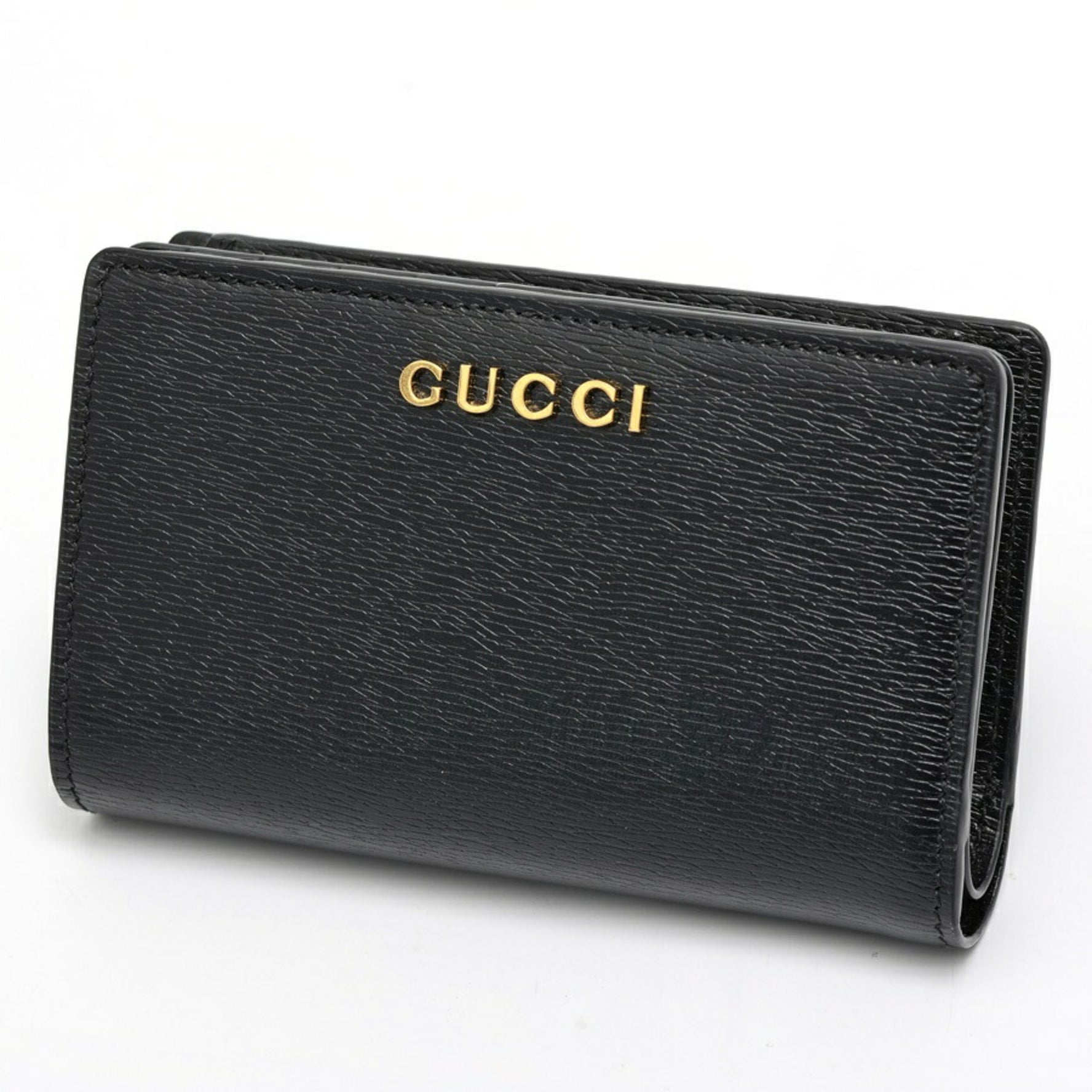 GUCCI Script Card Case Wallet Bi-fold Leather