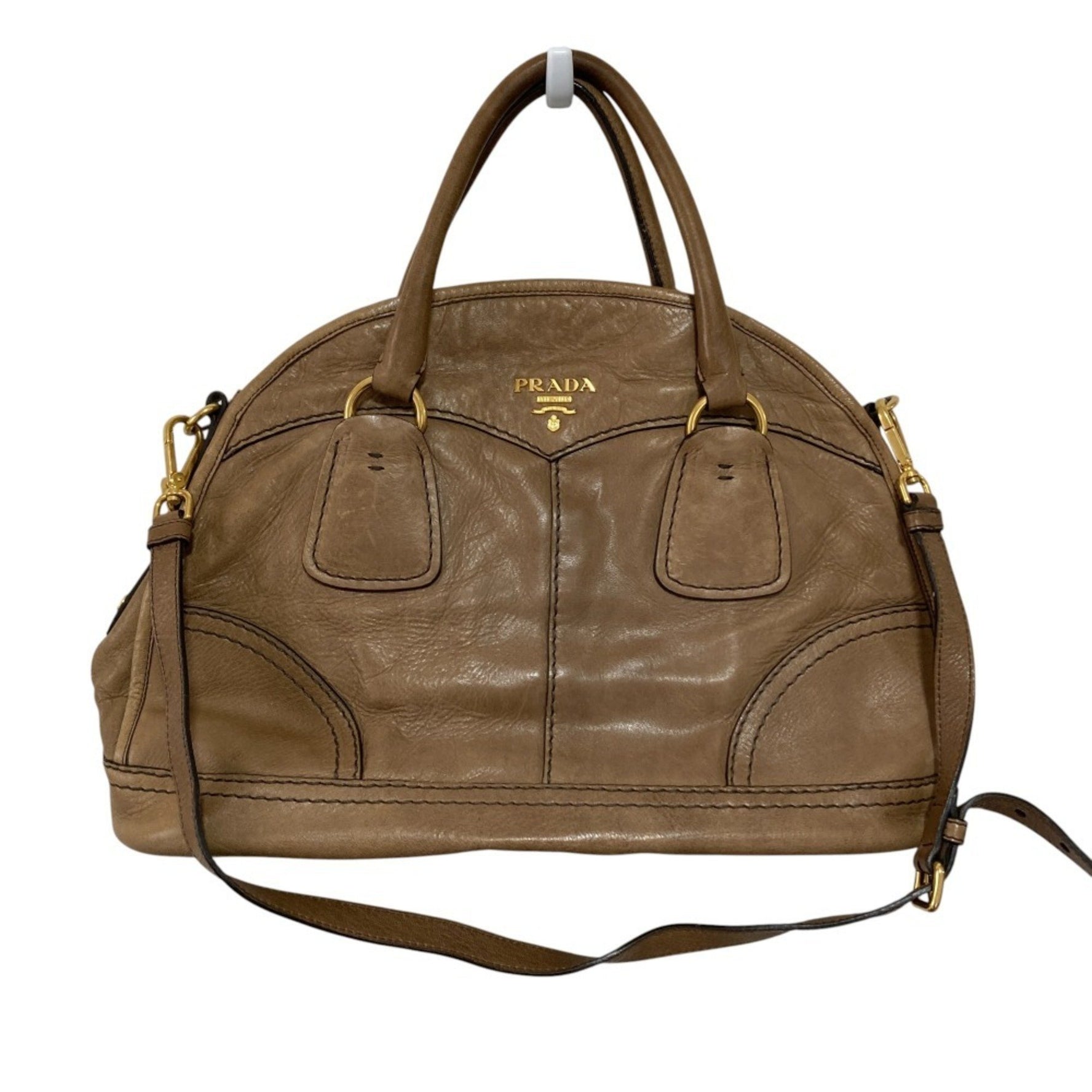 PRADA Prada Leather 2-Way Handbag/Shoulder Bag BL0688 Brown Women's