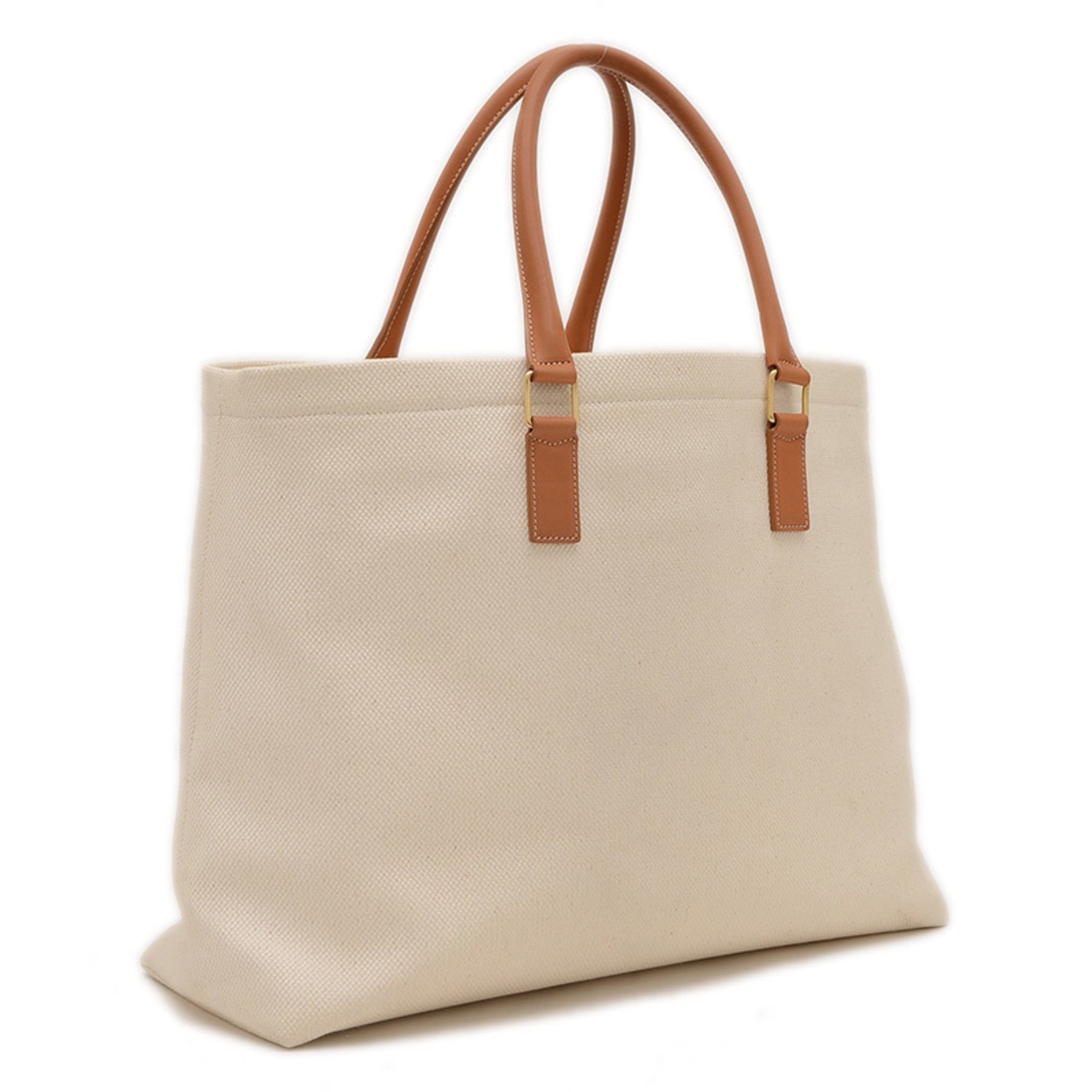 Celine Horizontal Cabas Logo Tote Bag Canvas Leather Natural Tan BP
