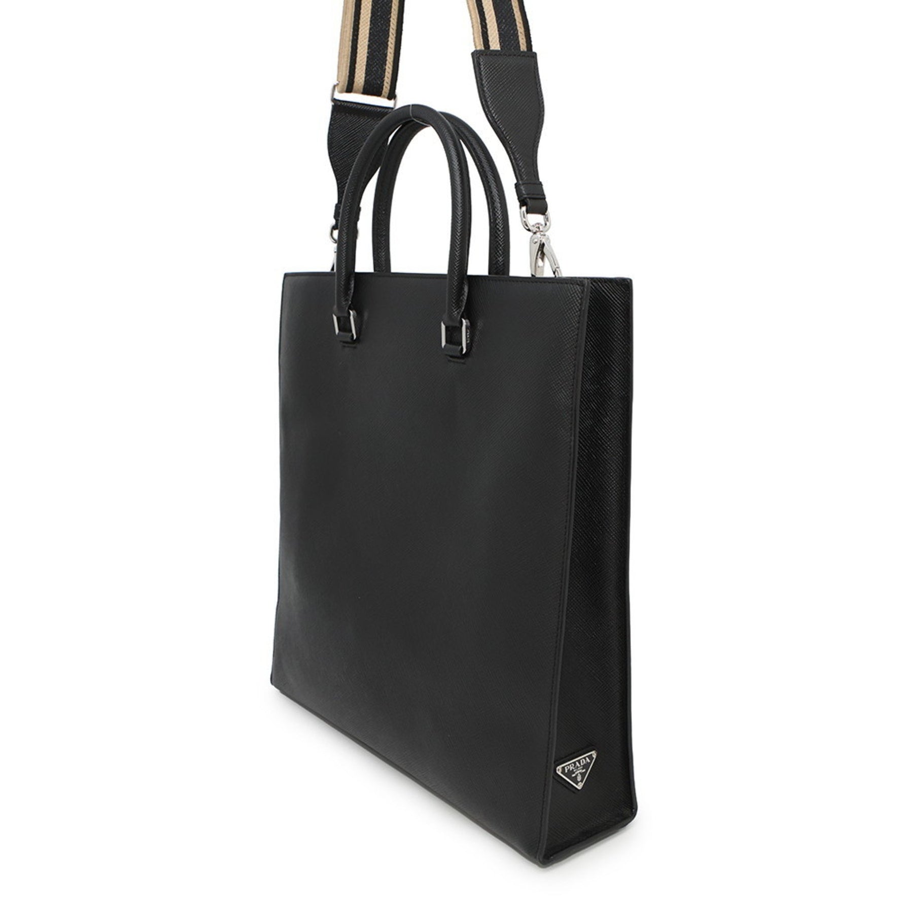 Prada Triangle Saffiano Leather Tote Bag