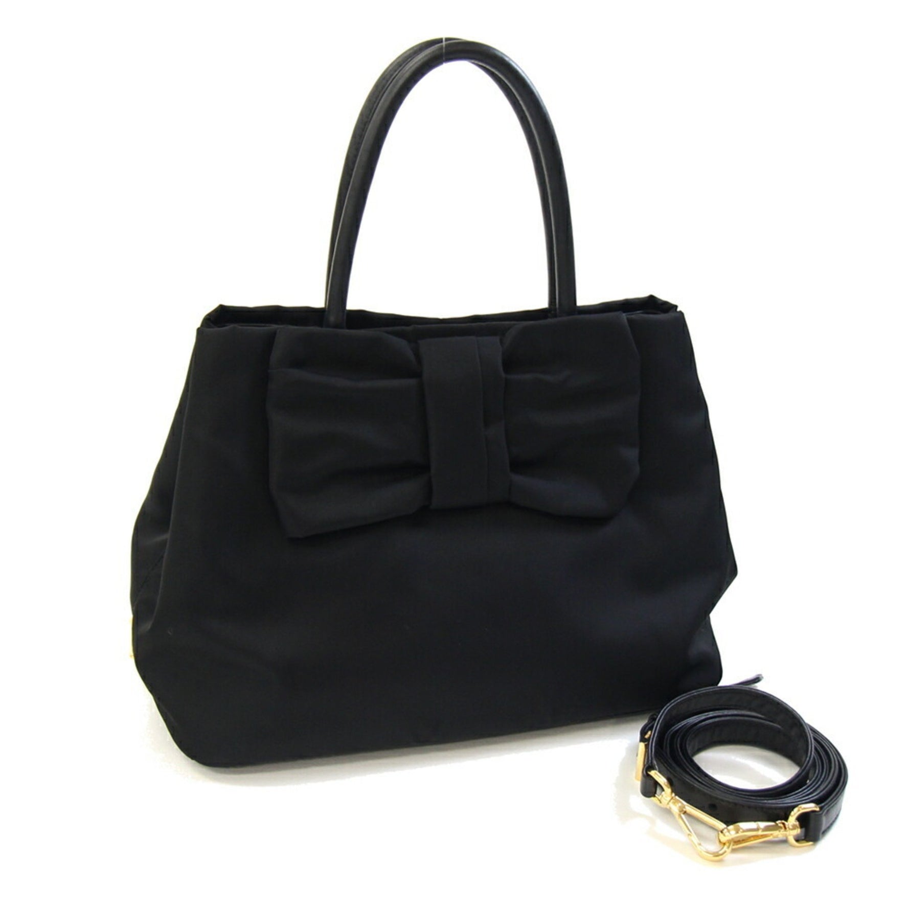 Prada Handbag Nylon Leather Shoulder Bag Ribbon