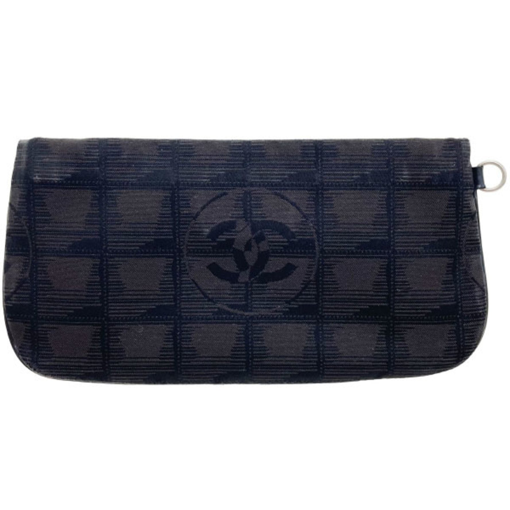 Chanel New Travel Line Multi-Pouch, Nylon Jacquard, Dark Brown/Black, CC Coco Mark, Flat Pouch