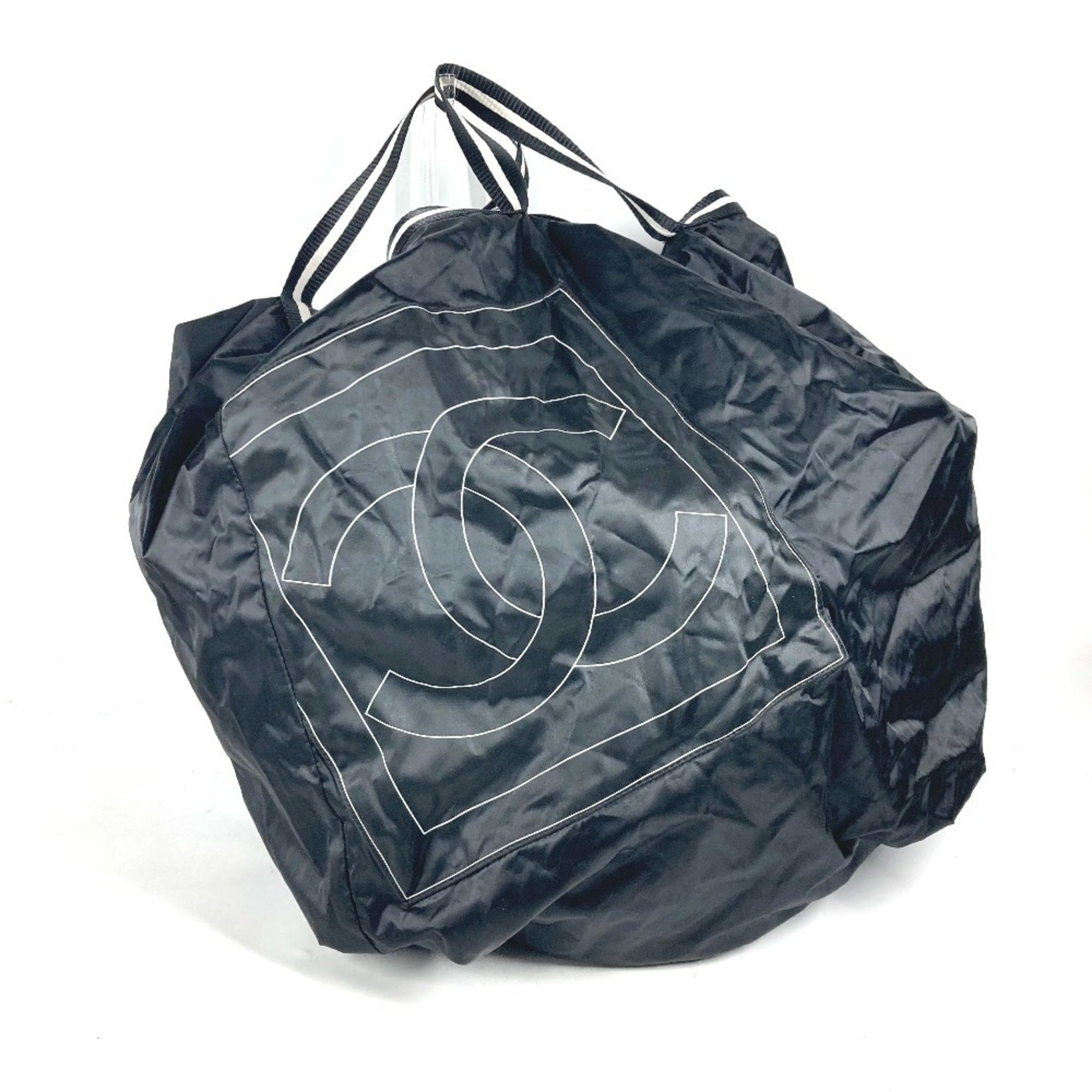 CHANEL Sports CC Coco Mark Extra Large Boston Bag Shoulder Nylon Black