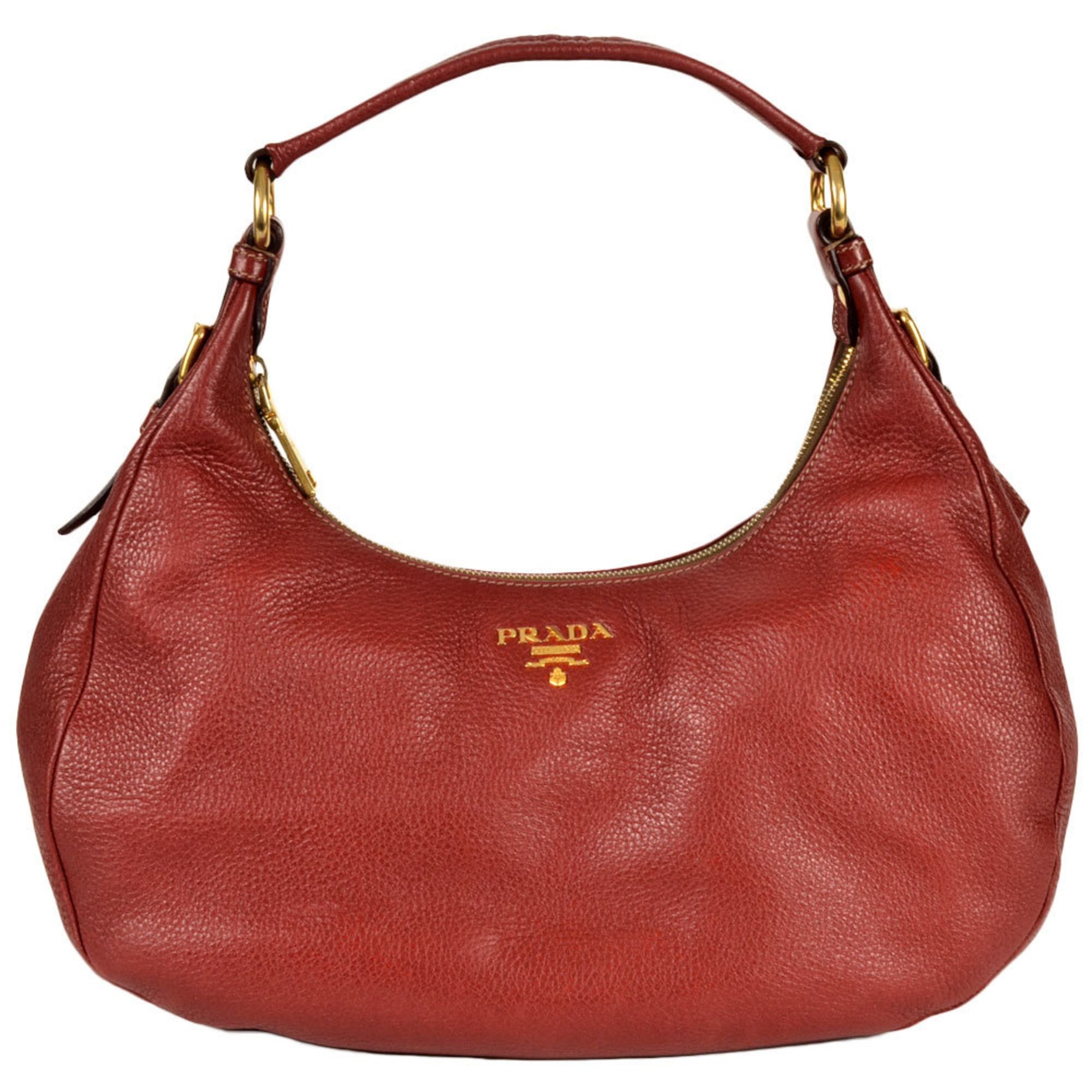 PRADA Shoulder Bag Grain Leather Red