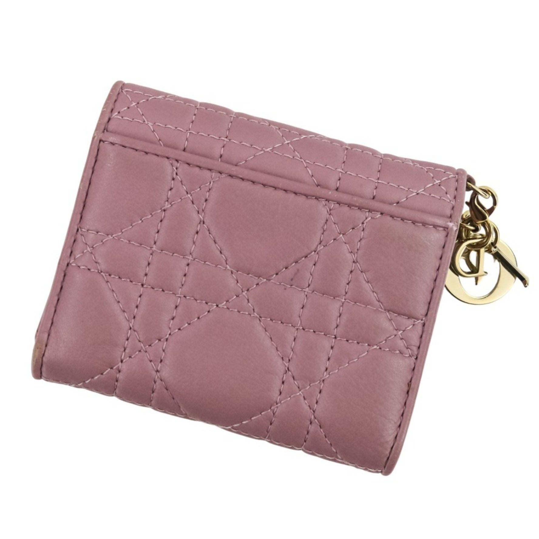 Christian Dior Lady Cannage Lotus Wallet Tri-fold in Lavender