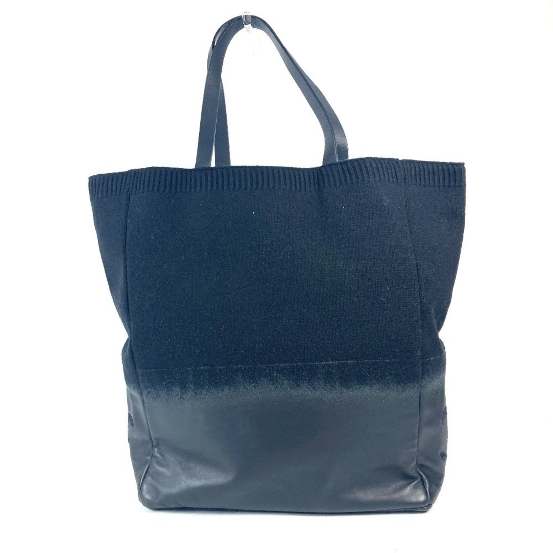 CHANEL CC Coco Mark Logo Vertical Tote Bag Shoulder Knit Leather