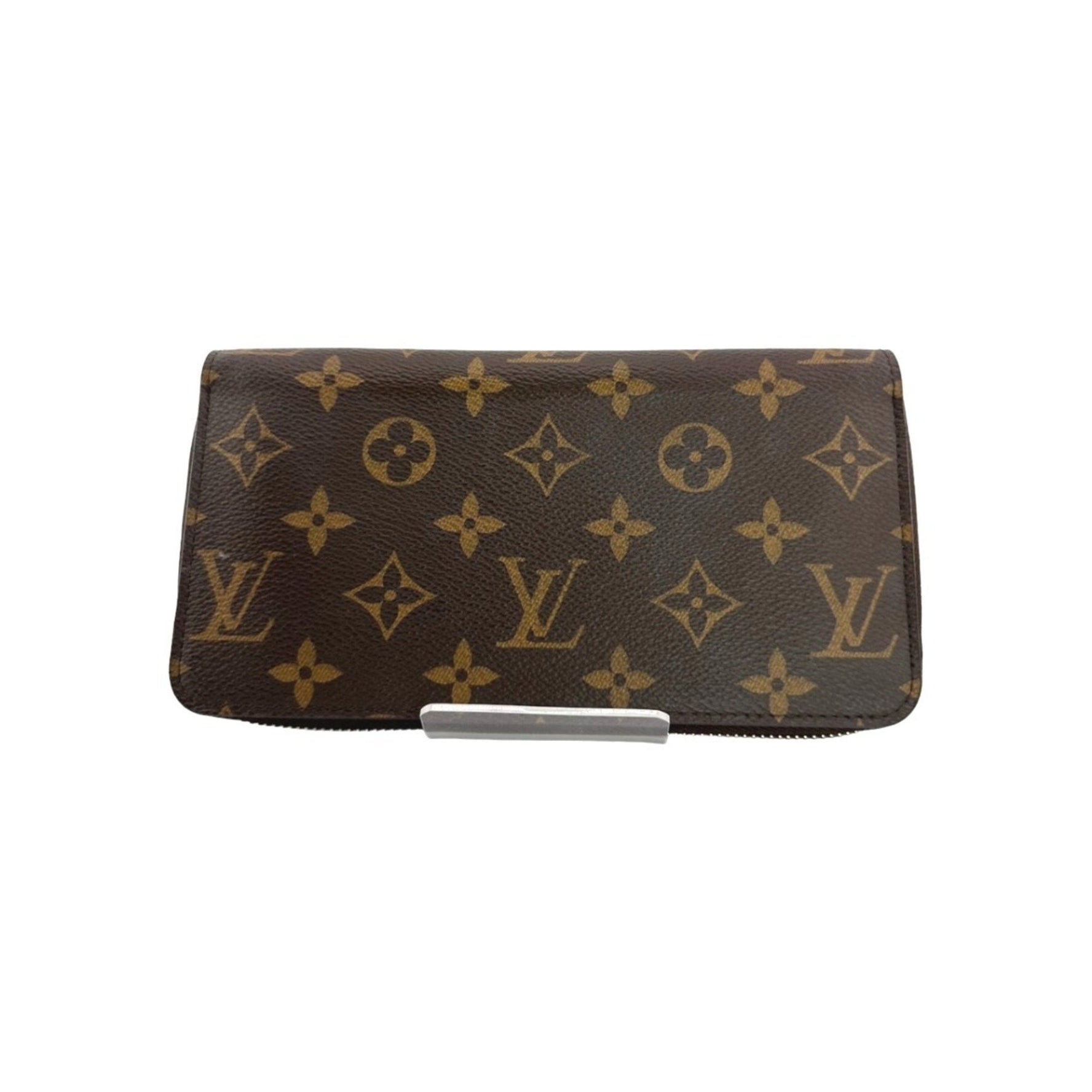 Louis Vuitton Long Wallet Round Monogram Fuchsia Canvas Brown LV