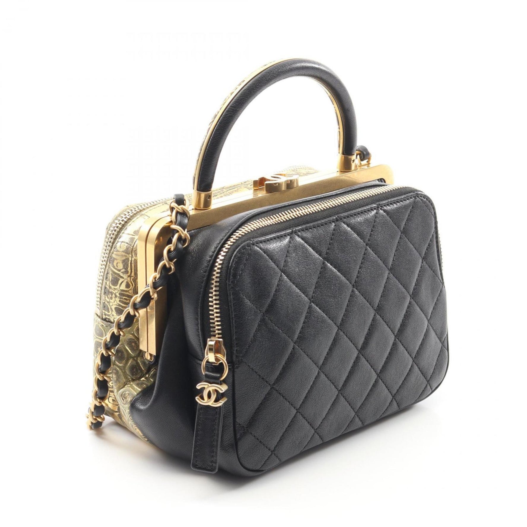 Chanel Coco Mark Shoulder Bag, Leather, Gold and Black
