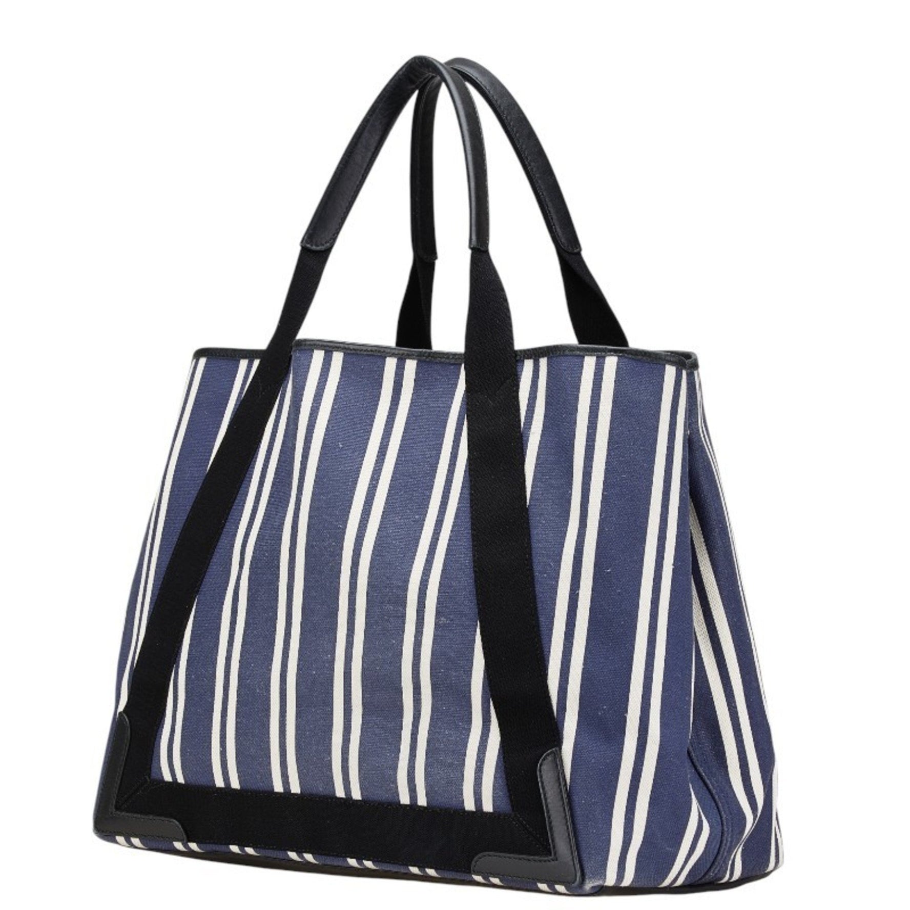 Balenciaga Navy Cabas M Handbag Tote Bag White Canvas Leather