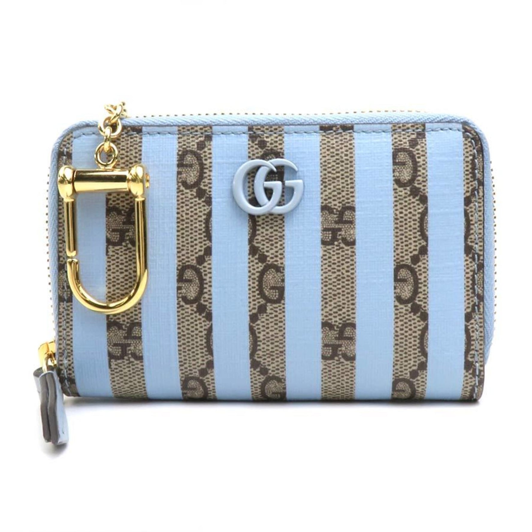 GUCCI Wallet/Coin Case Wallet GG Supreme Canvas Blue x Brown Men's