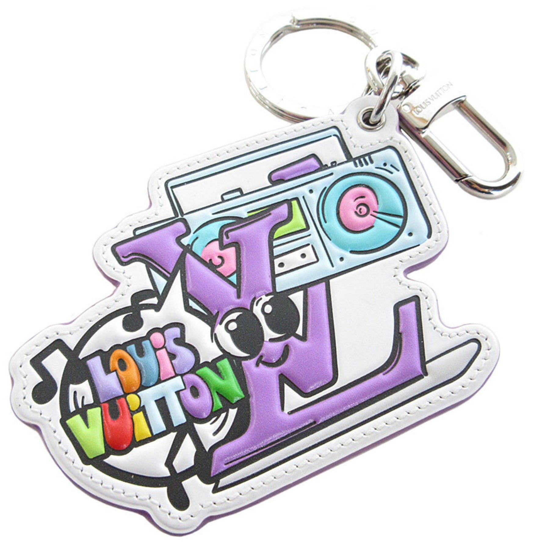 Louis Vuitton Charm Keyring Monogram Comics MNG COMICS Leather Metal Multicolor Silver Men's