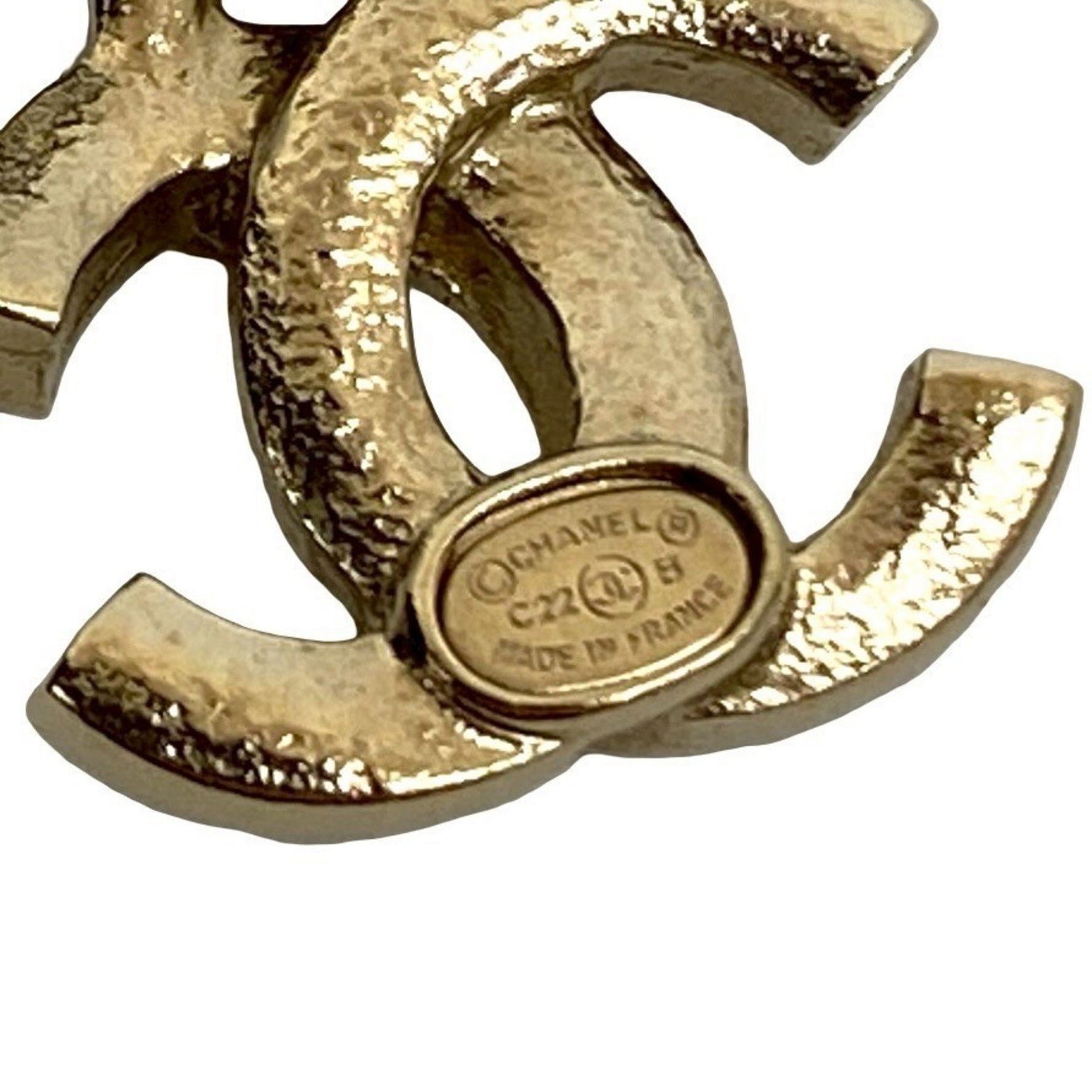 CHANEL Coco Mark Metal Rhinestone Earrings