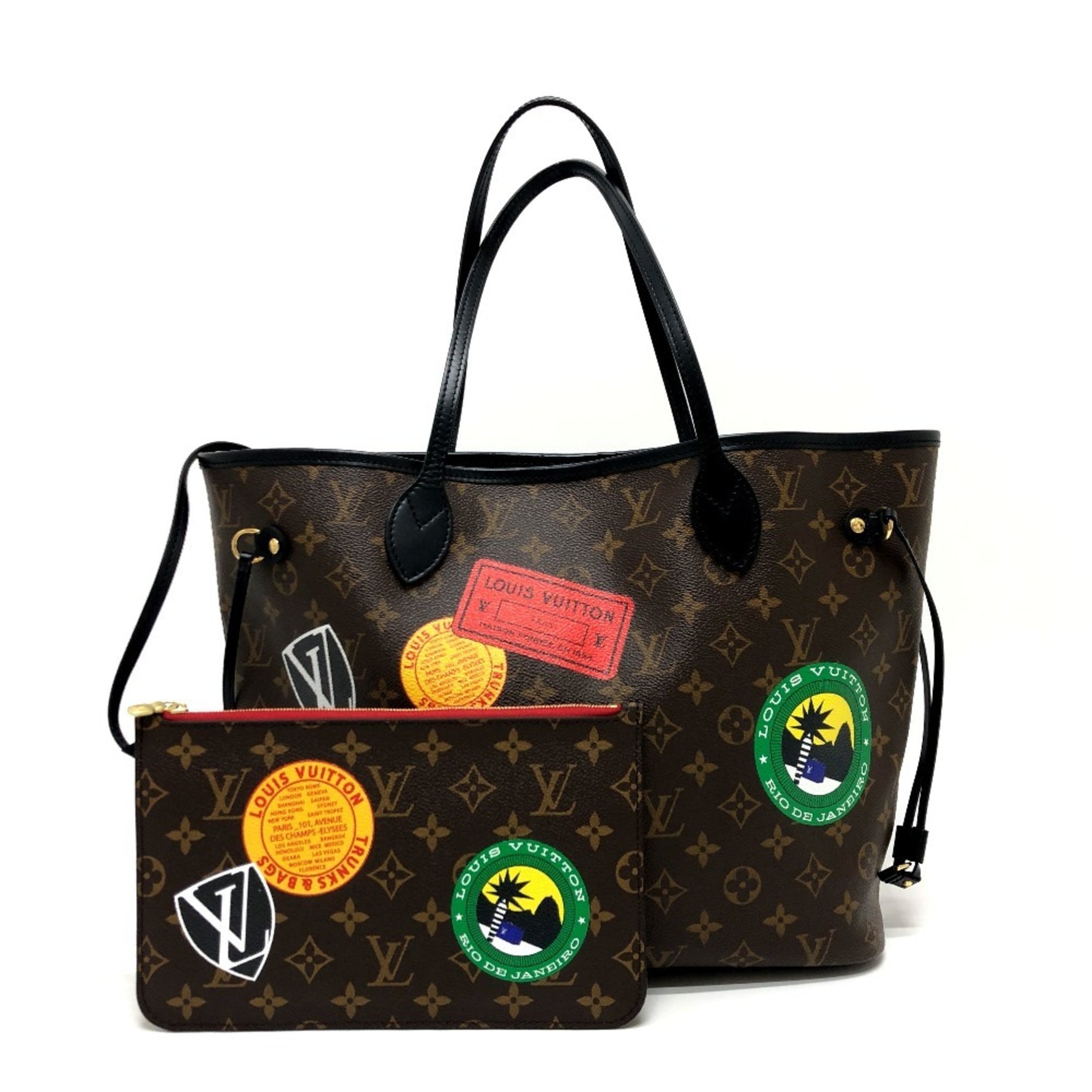 Louis Vuitton World Tour Neverfull MM Tote Bag Handbag Monogram Macassar Canvas Similar