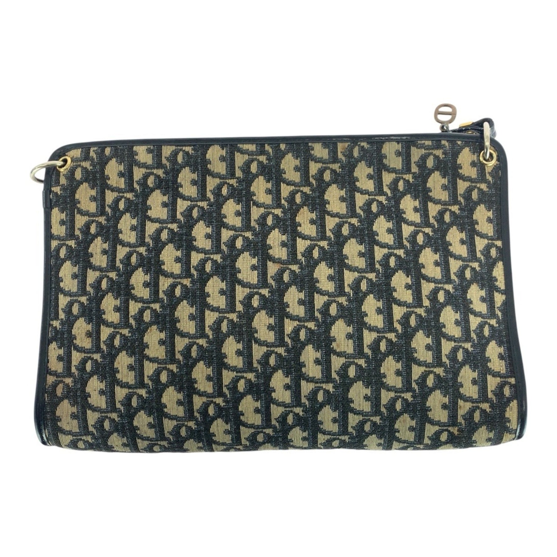 Christian Dior Dior Vintage Trotter Gold Hardware Canvas and Leather Shoulder Bag