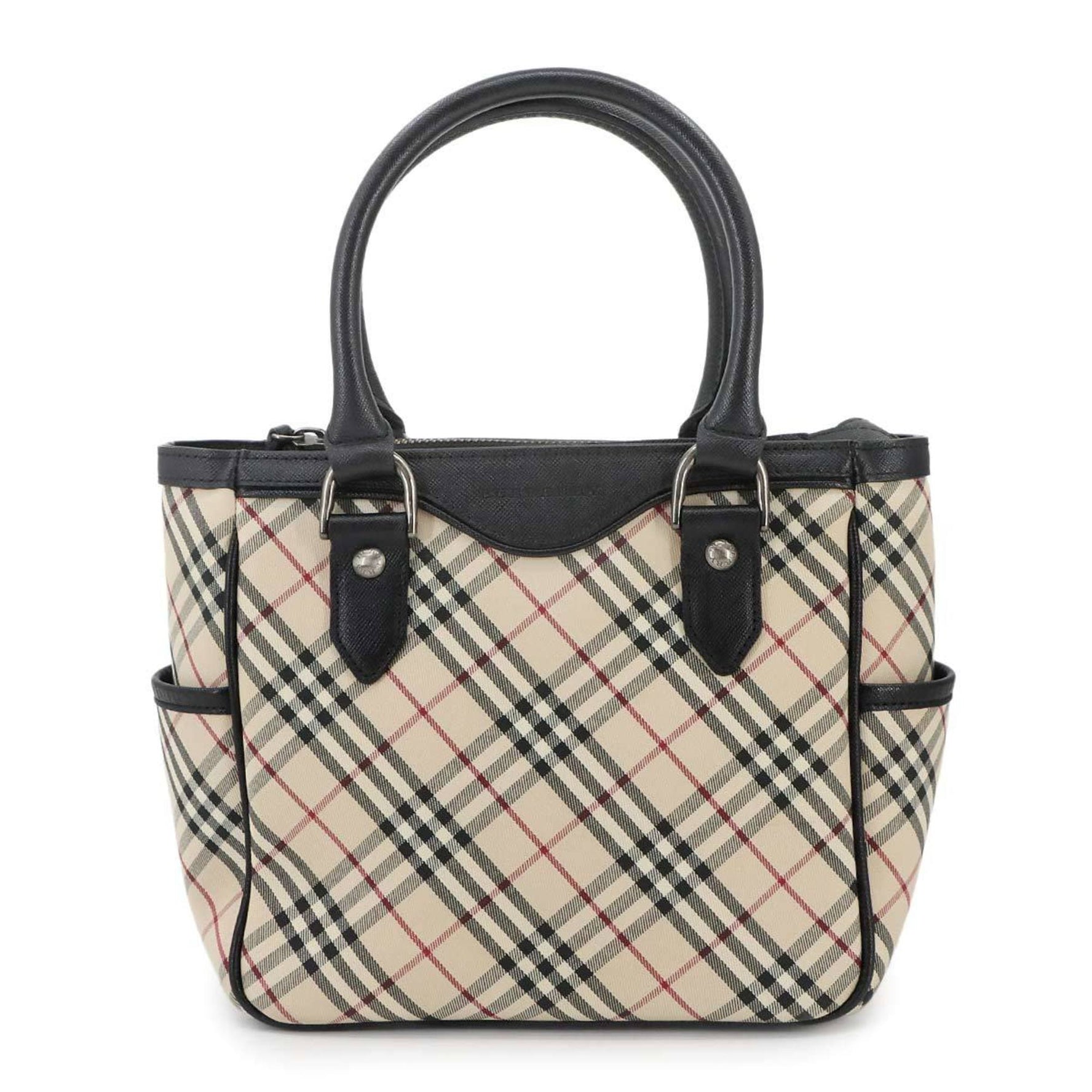 Burberry Nova Check Handbag in Canvas and Leather, Beige Black