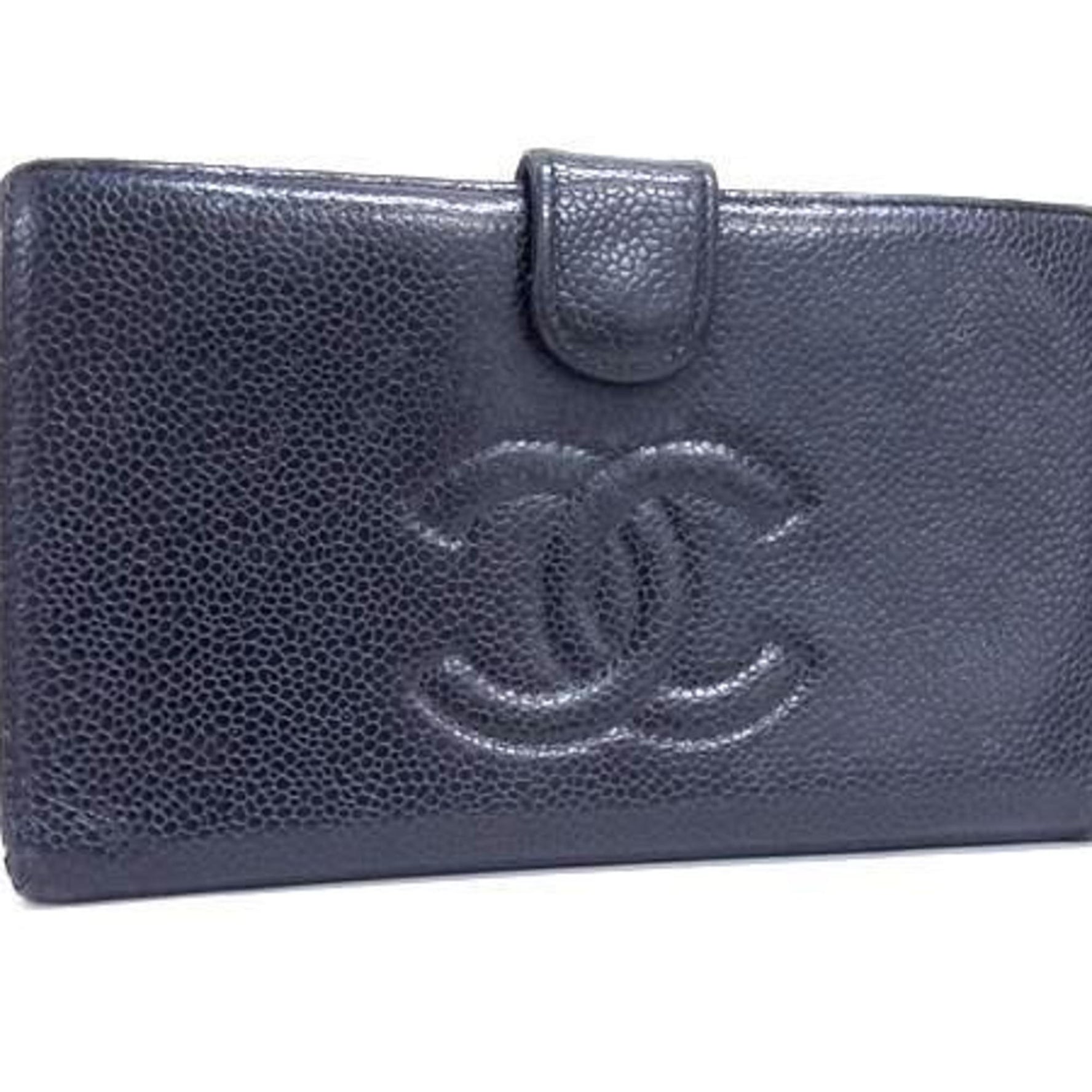 CHANEL Coco Mark Long Wallet Caviar Leather Bifold