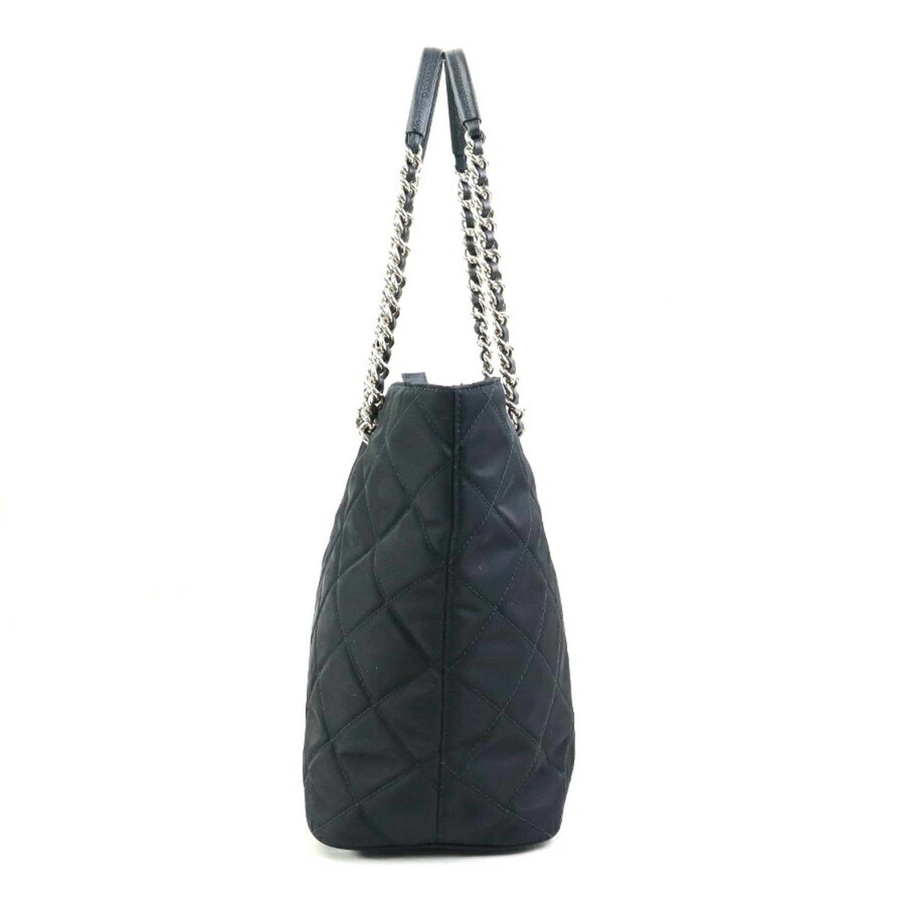 PRADA shoulder bag quilted nylon silver